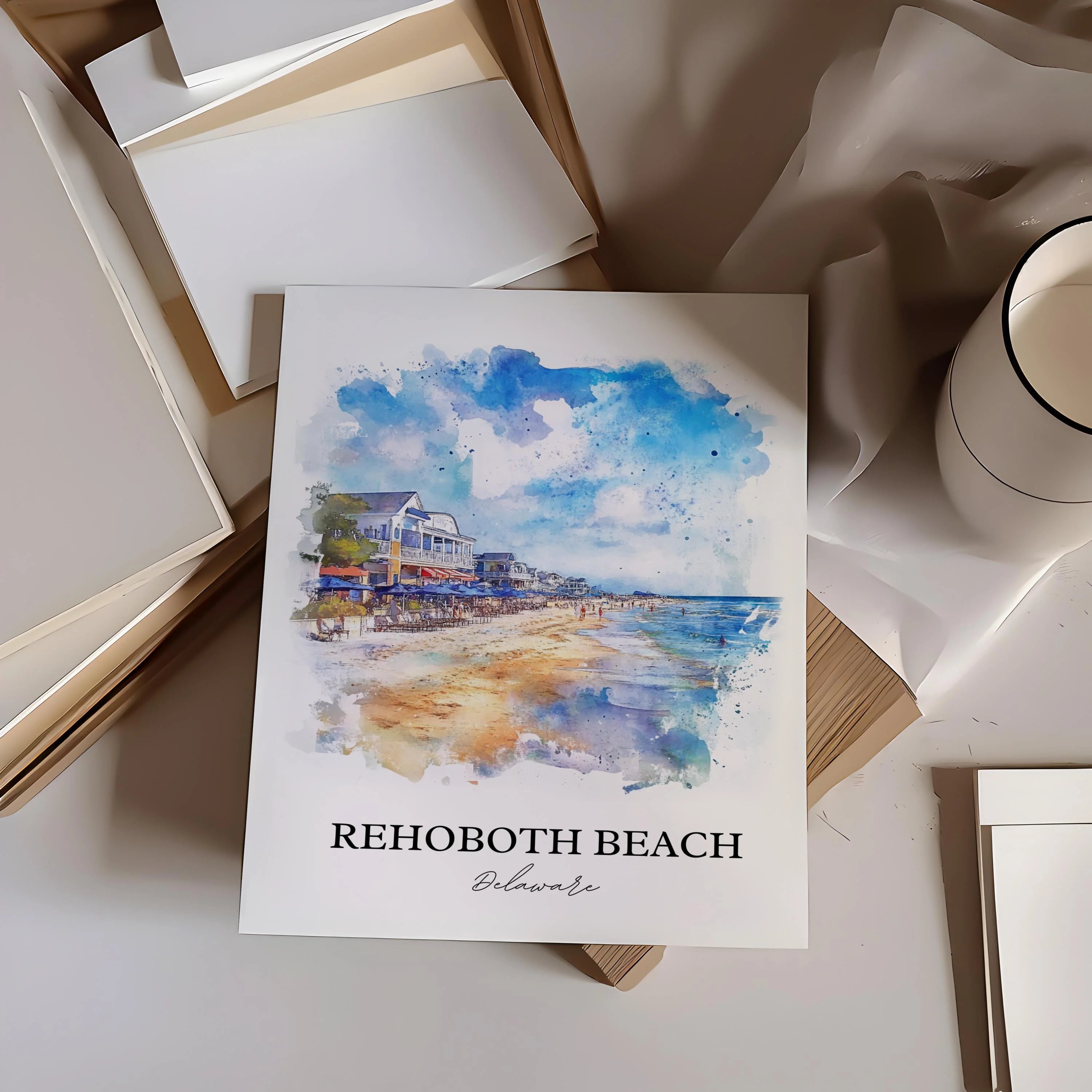 Rehoboth Beach, Delaware – Watercolor Art Print - Image 6