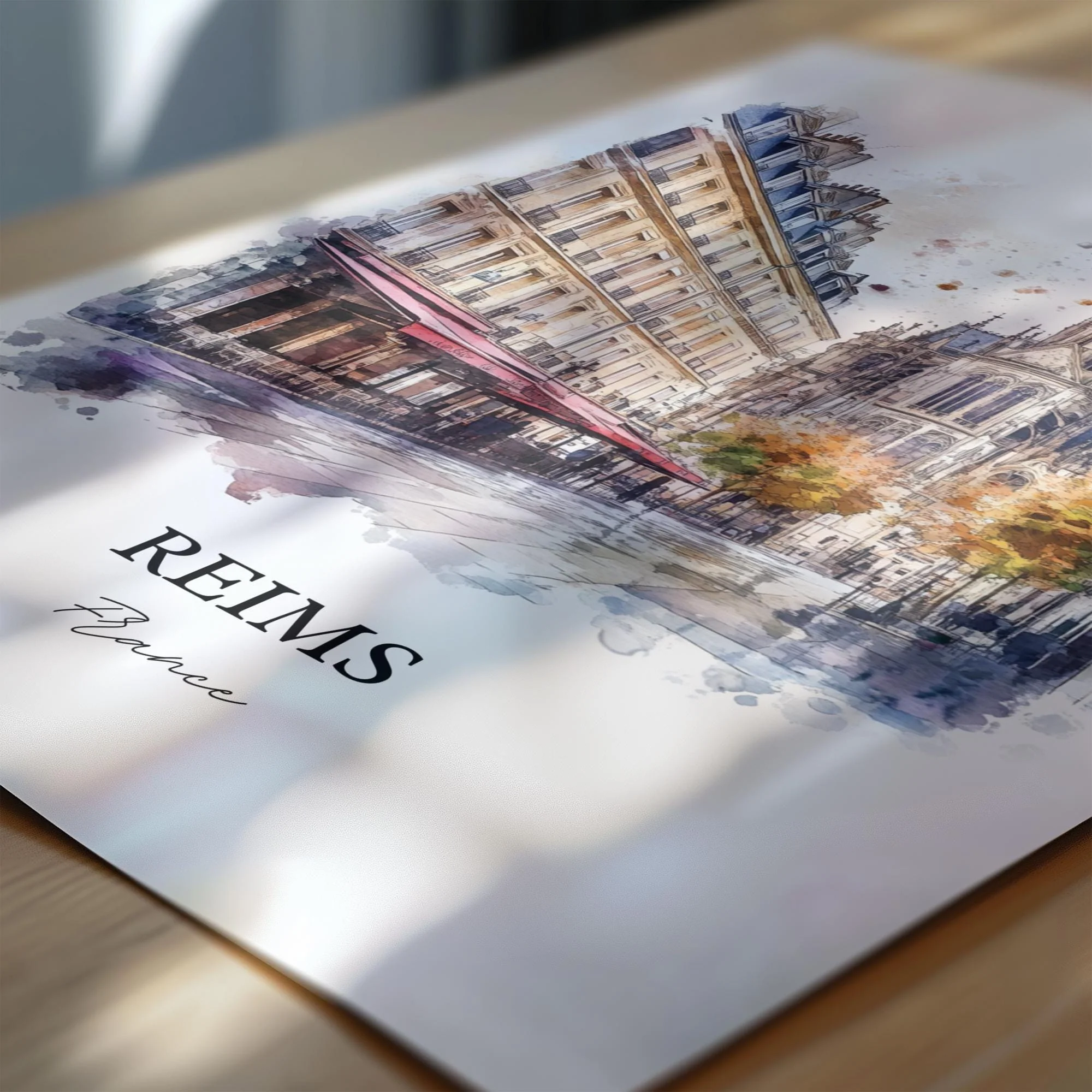 Reims, France – Watercolor Art Print - Image 2