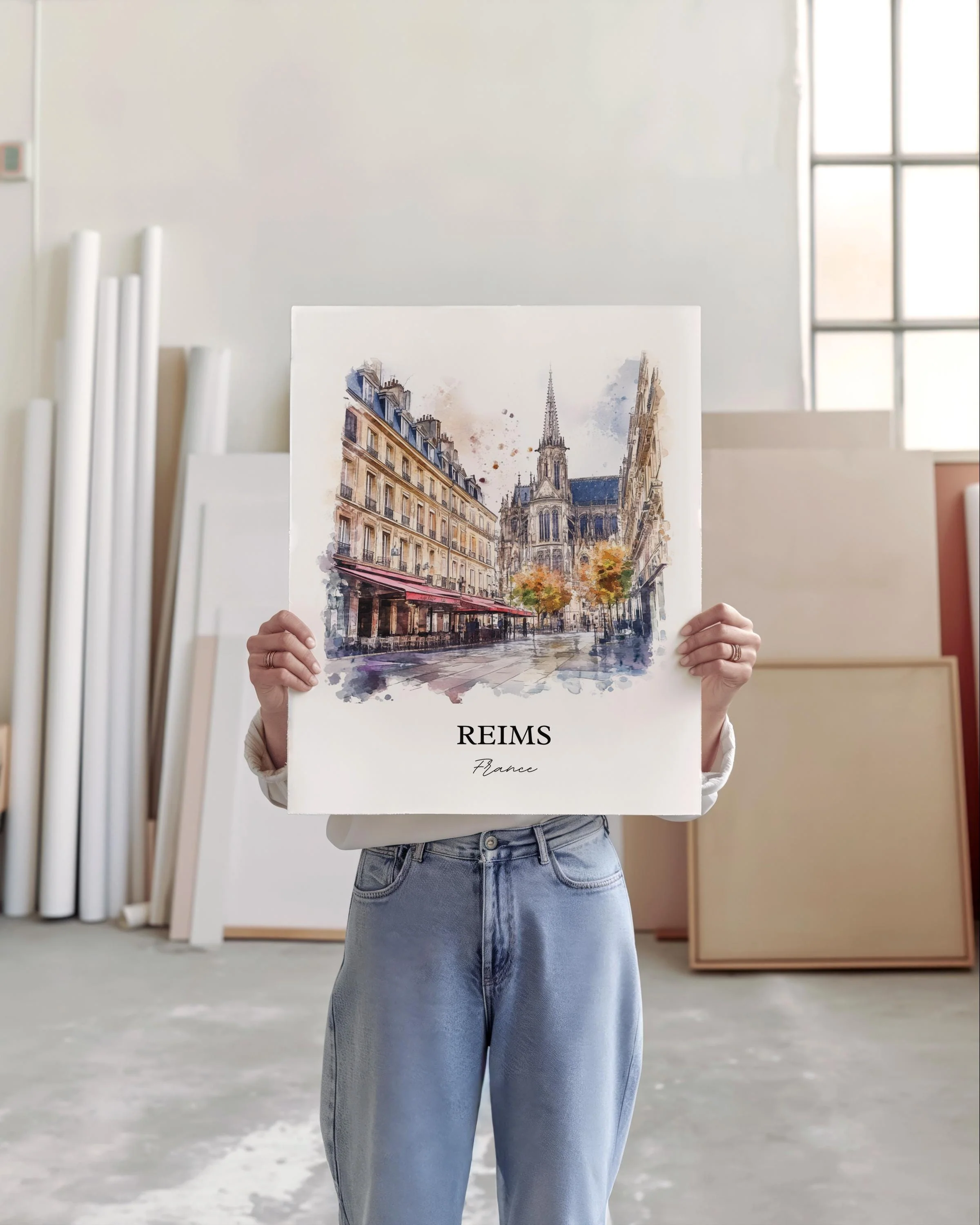 Reims, France – Watercolor Art Print - Image 3