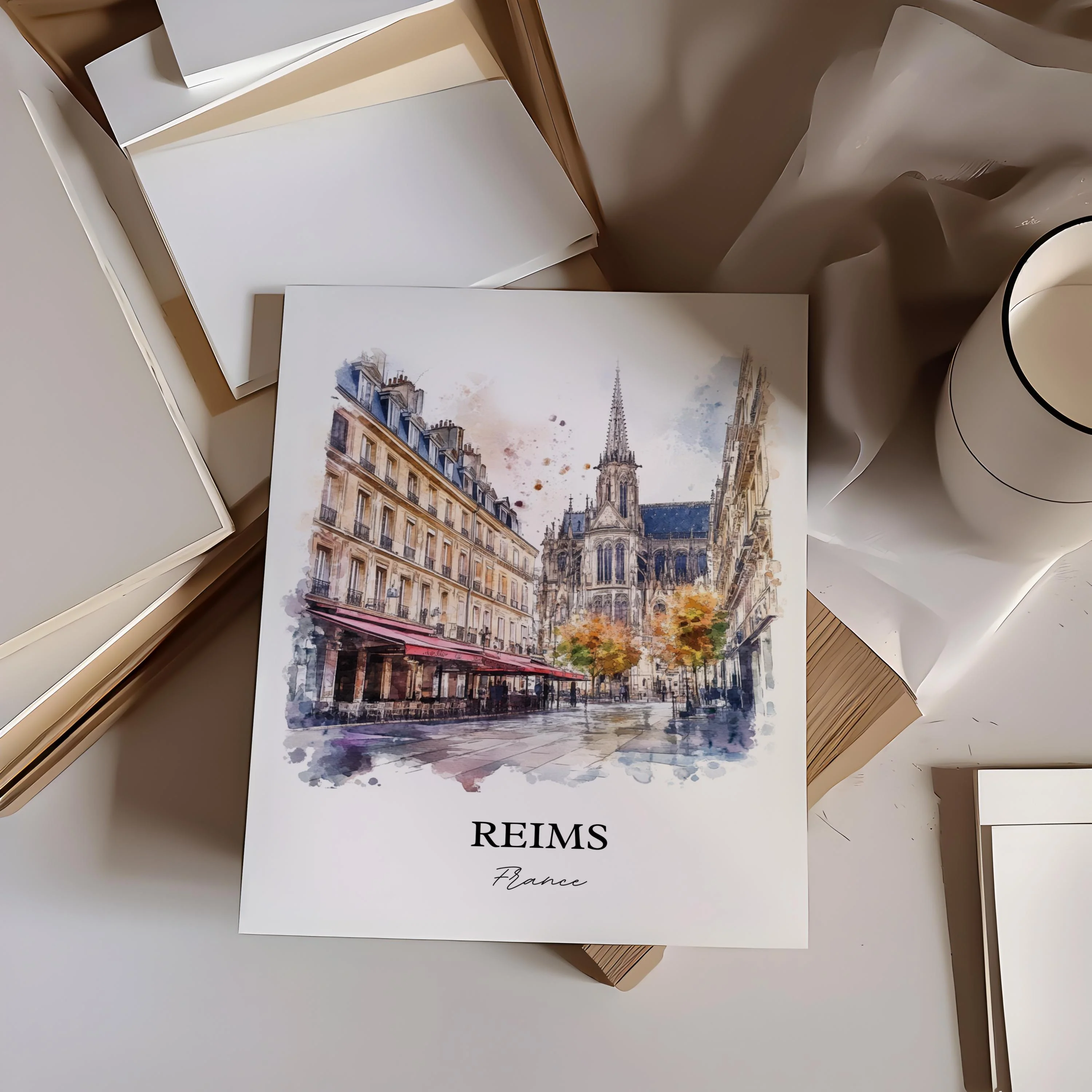 Reims, France – Watercolor Art Print - Image 4