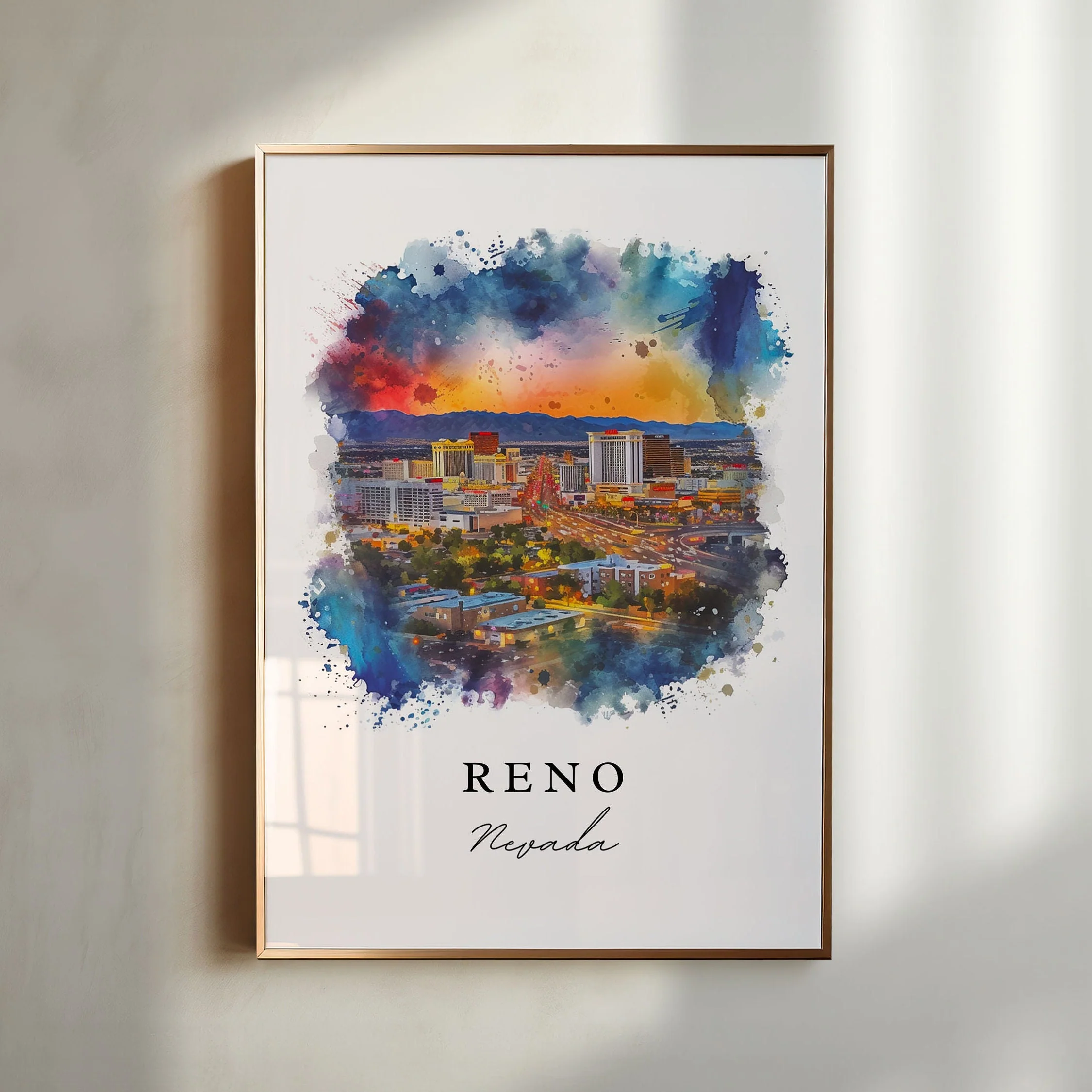 Reno, Nevada, Nevada – Watercolor Art Print