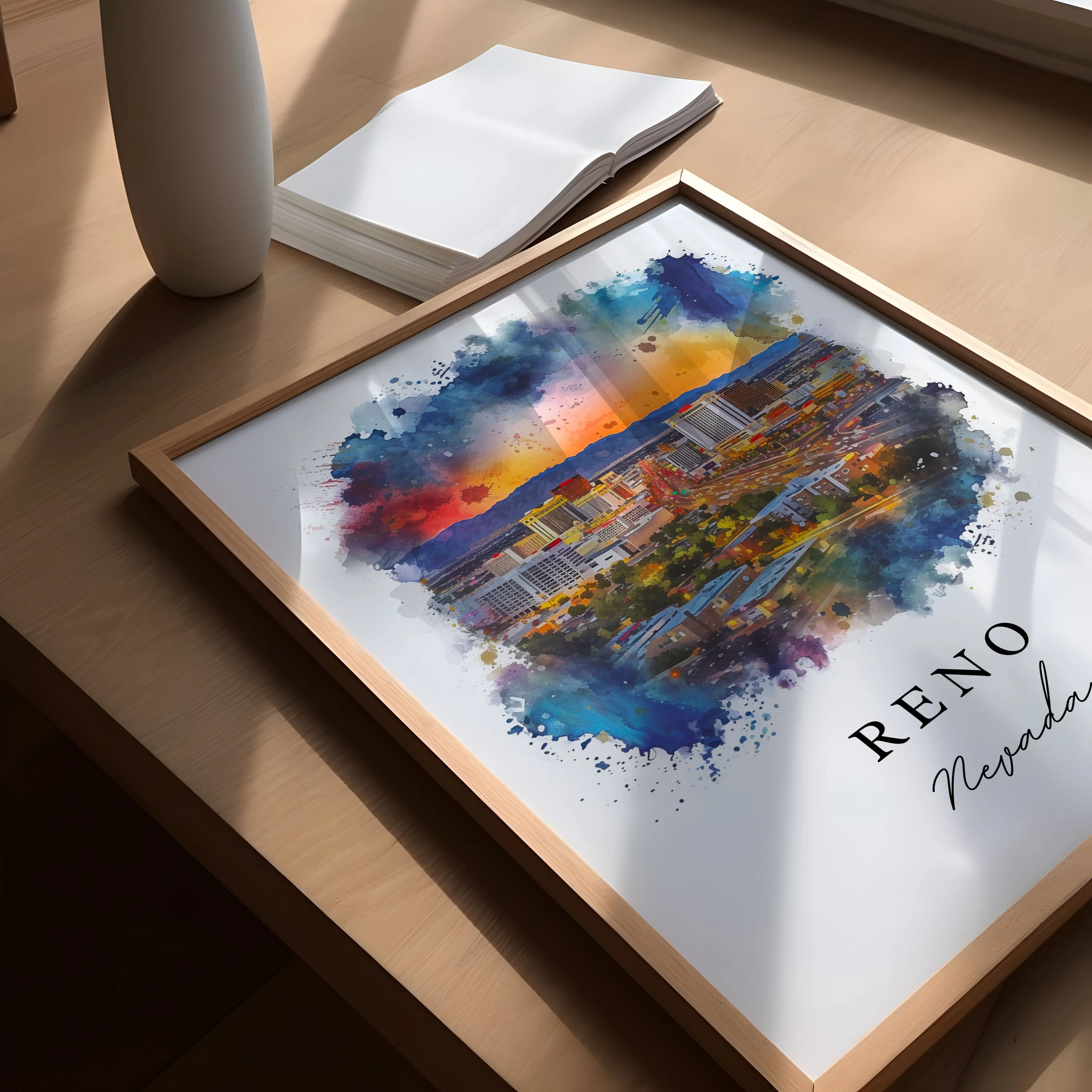Reno, Nevada, Nevada – Watercolor Art Print - Image 3