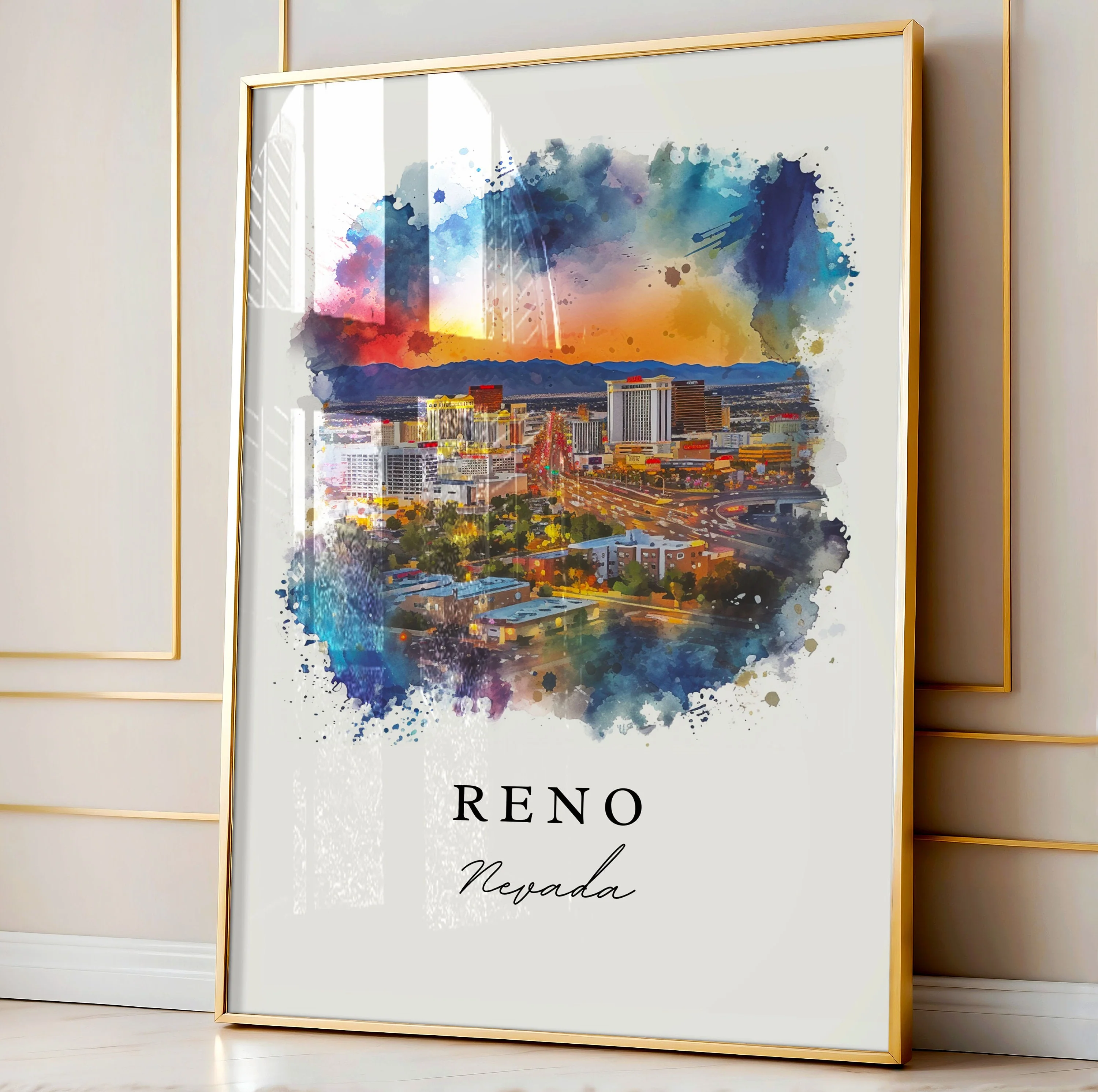 Reno, Nevada, Nevada – Watercolor Art Print - Image 4
