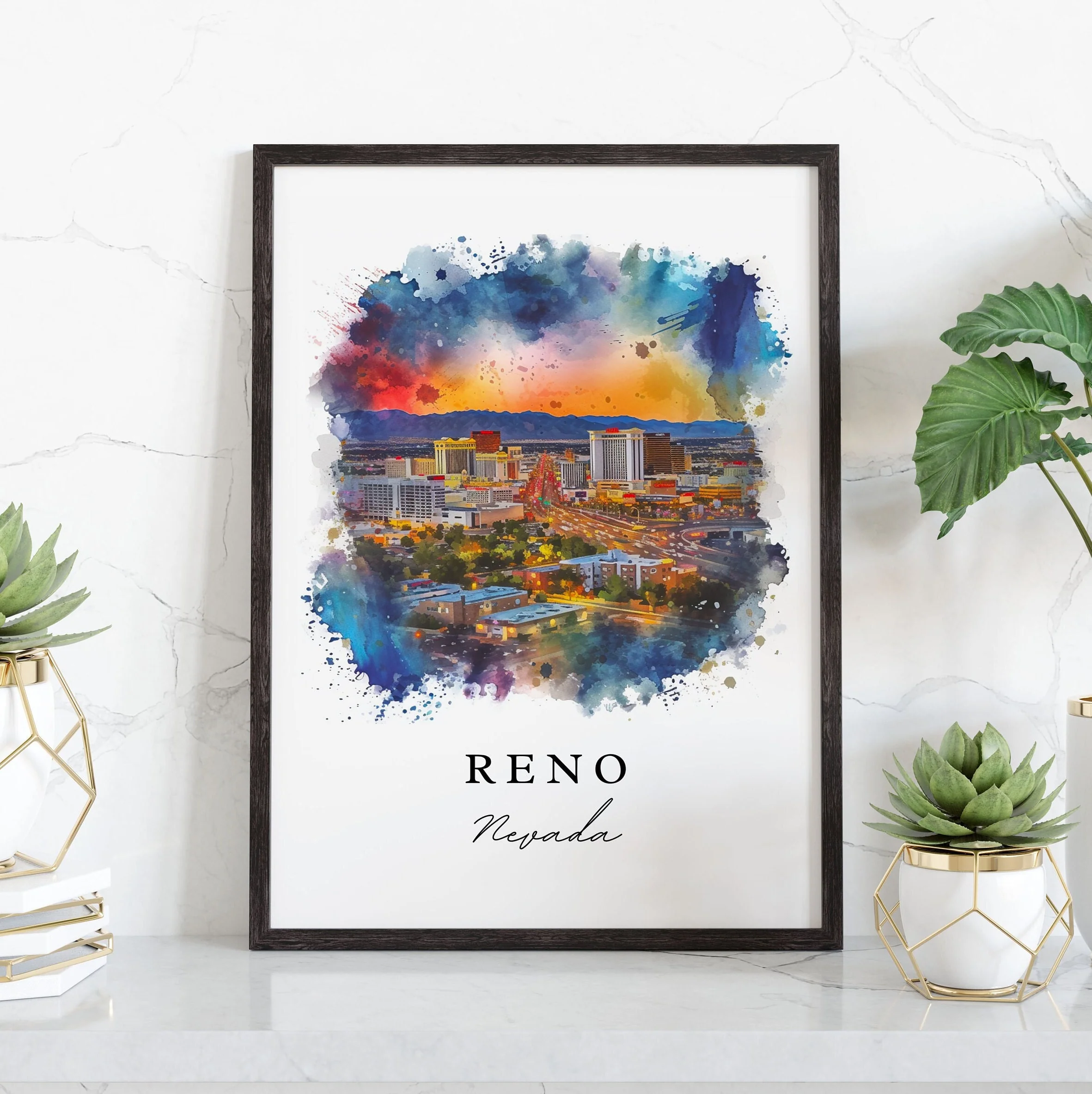 Reno, Nevada, Nevada – Watercolor Art Print - Image 5