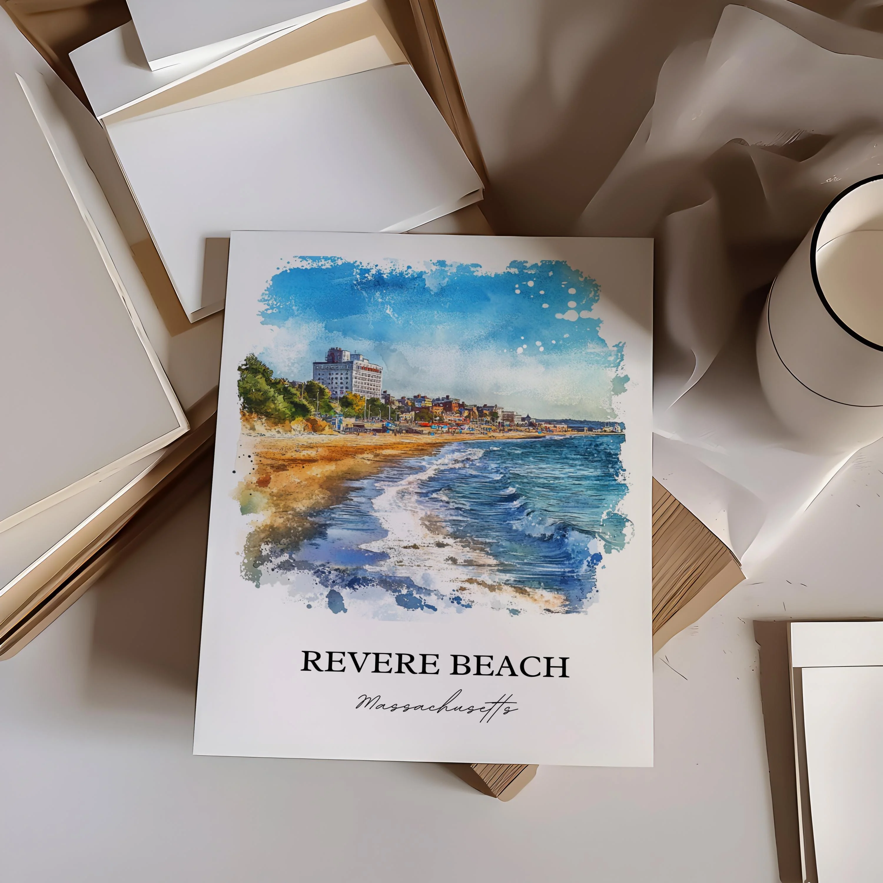 Revere Beach, Massachusetts, Massachusetts – Watercolor Art Print - Image 3
