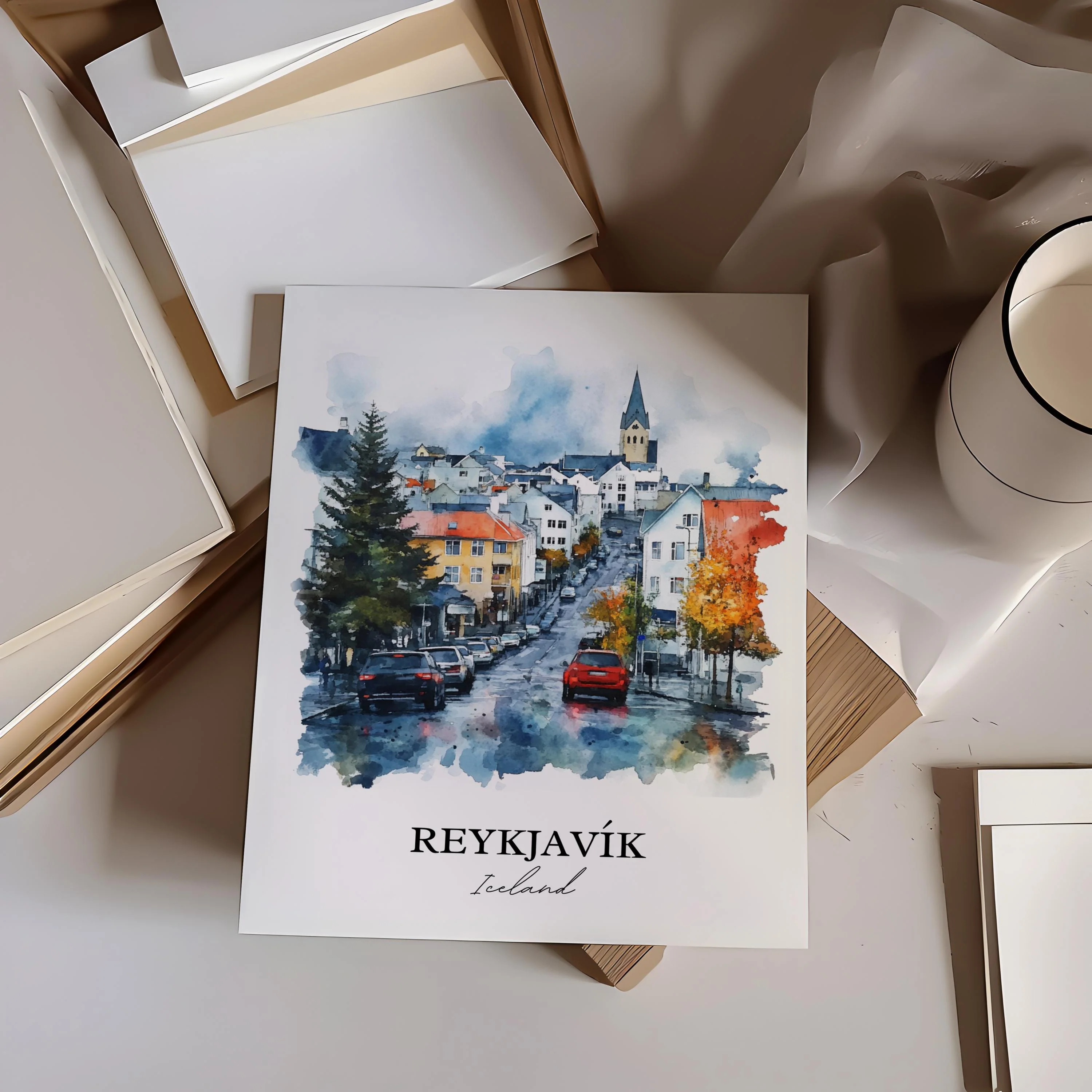 Reykjavik, Iceland – Watercolor Art Print - Image 3