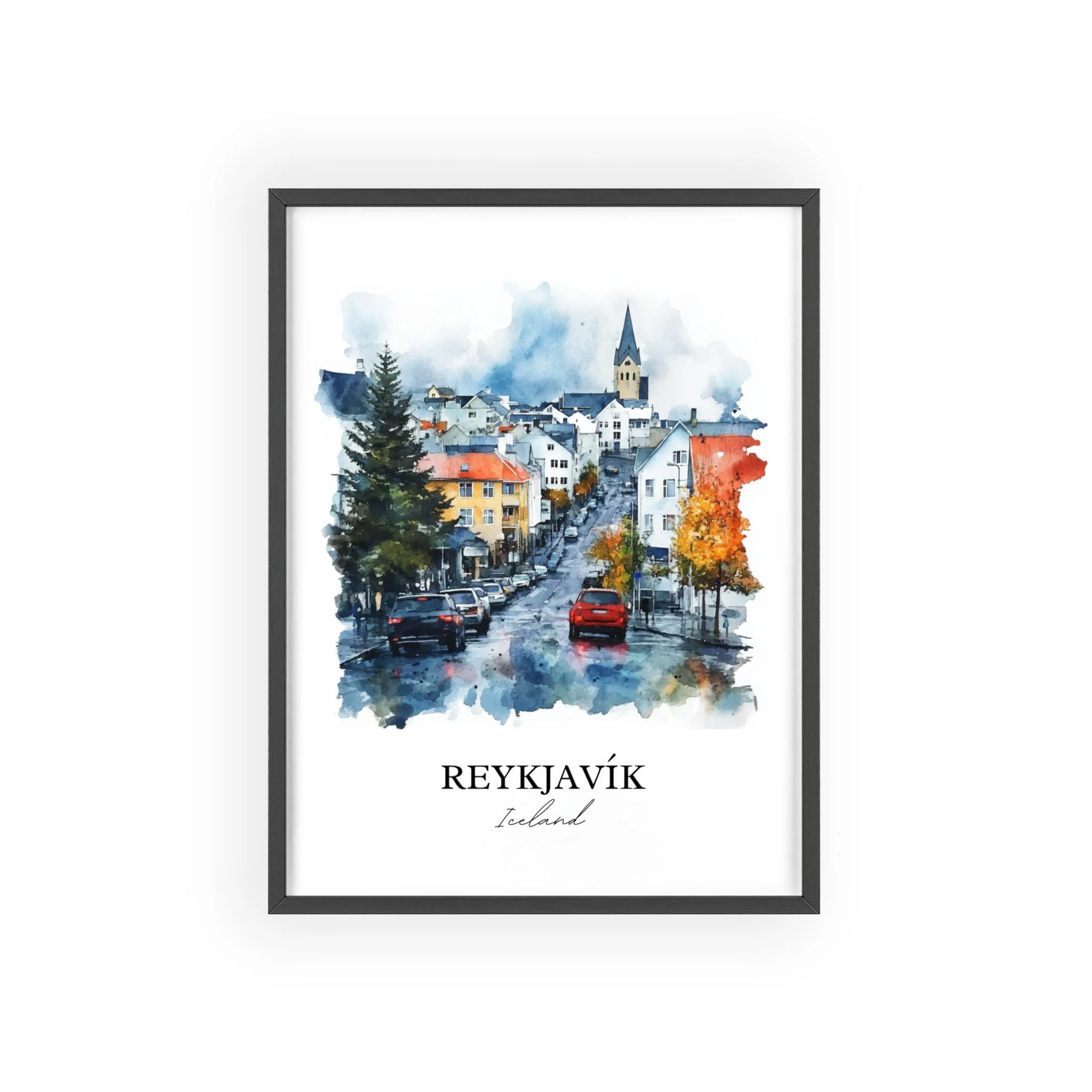Reykjavik, Iceland – Watercolor Art Print - Image 7
