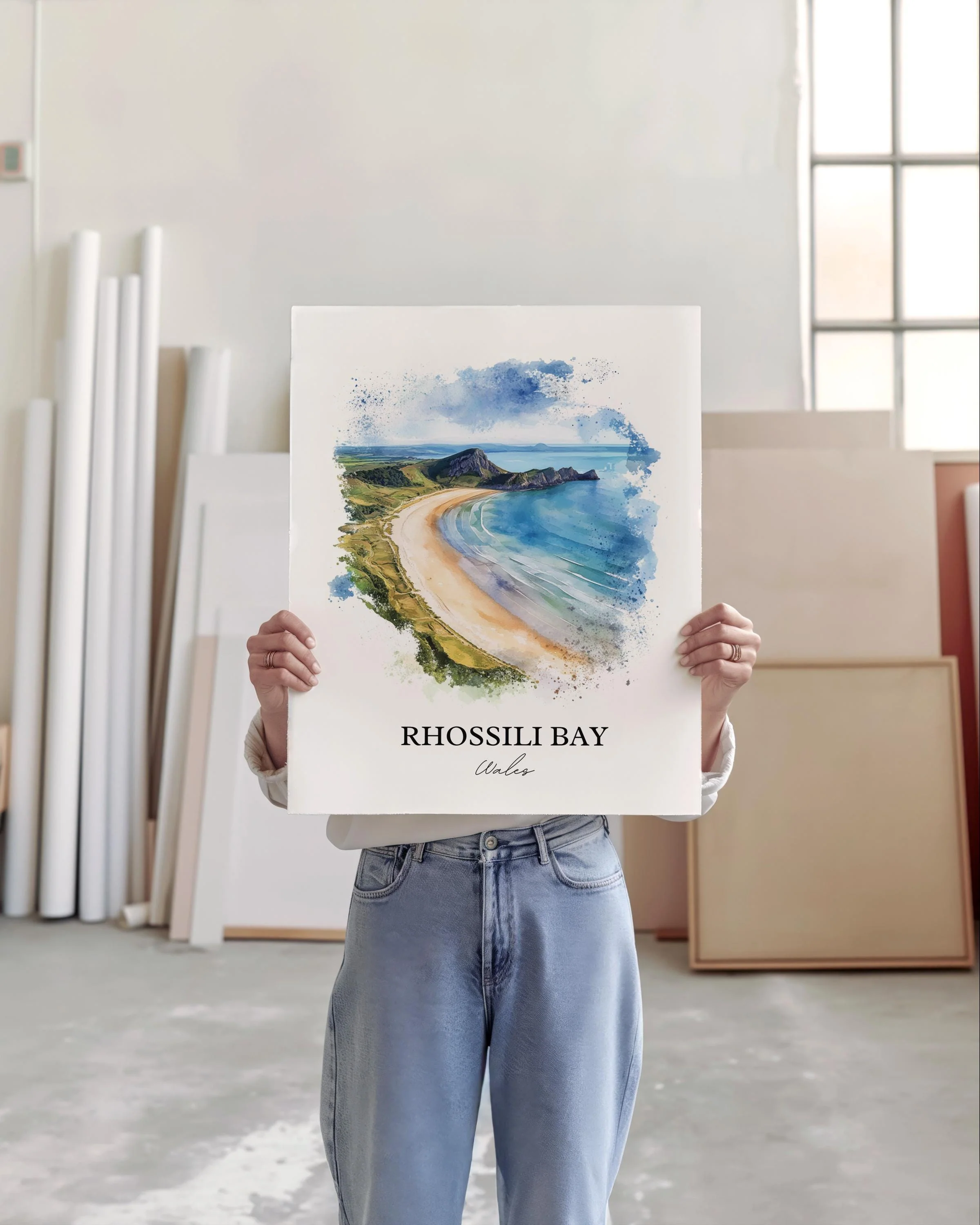 Rhossili Bay, Wales – Watercolor Art Print - Image 3
