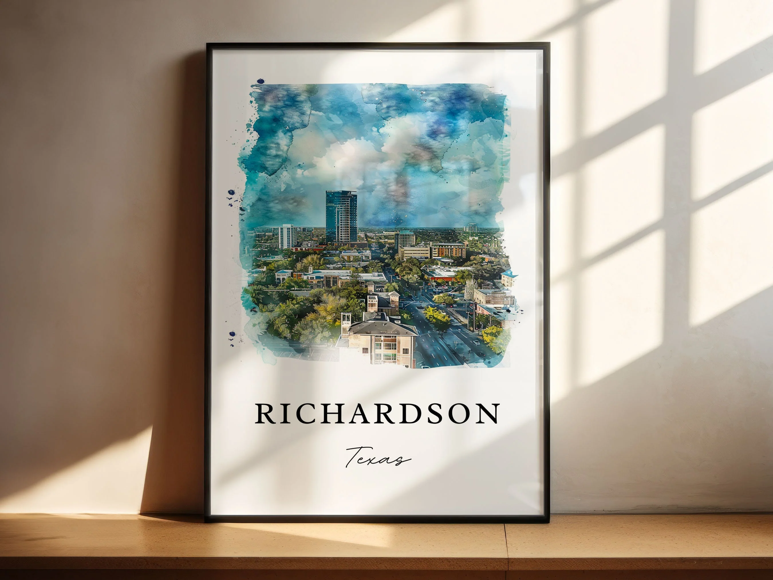 Richardson, Texas, Texas – Watercolor Art Print - Image 5