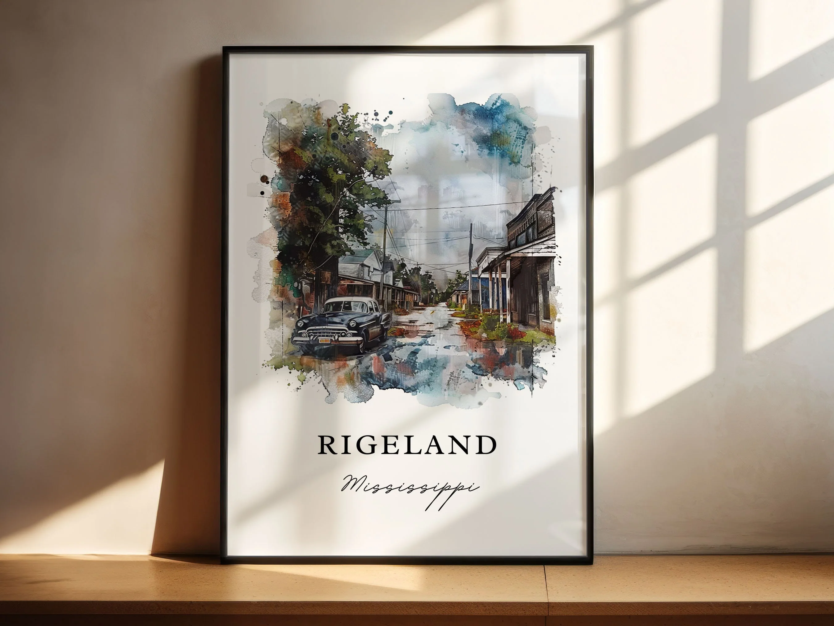 Rigeland, Mississippi, Mississippi – Watercolor Art Print - Image 4