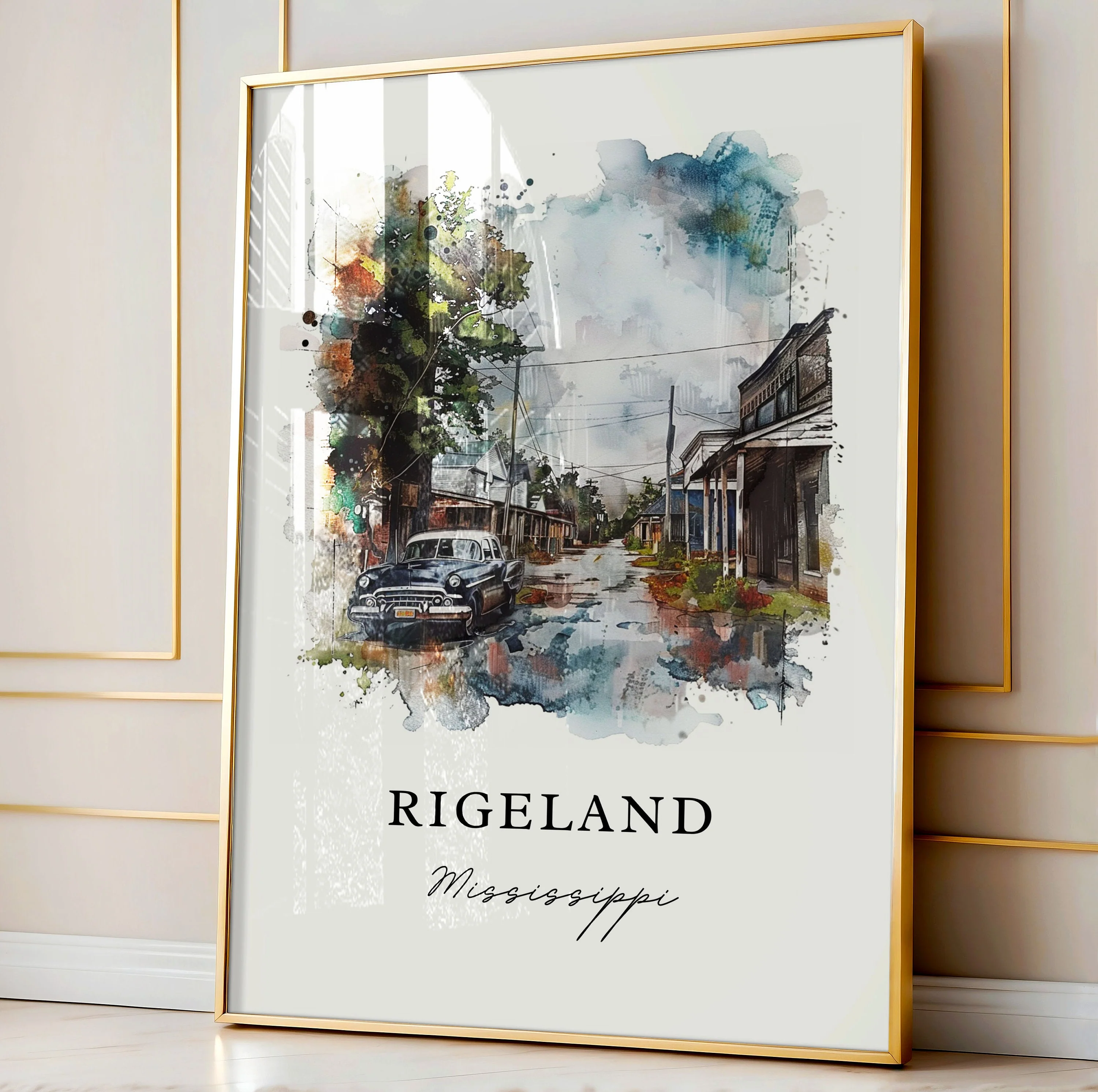 Rigeland, Mississippi, Mississippi – Watercolor Art Print - Image 5