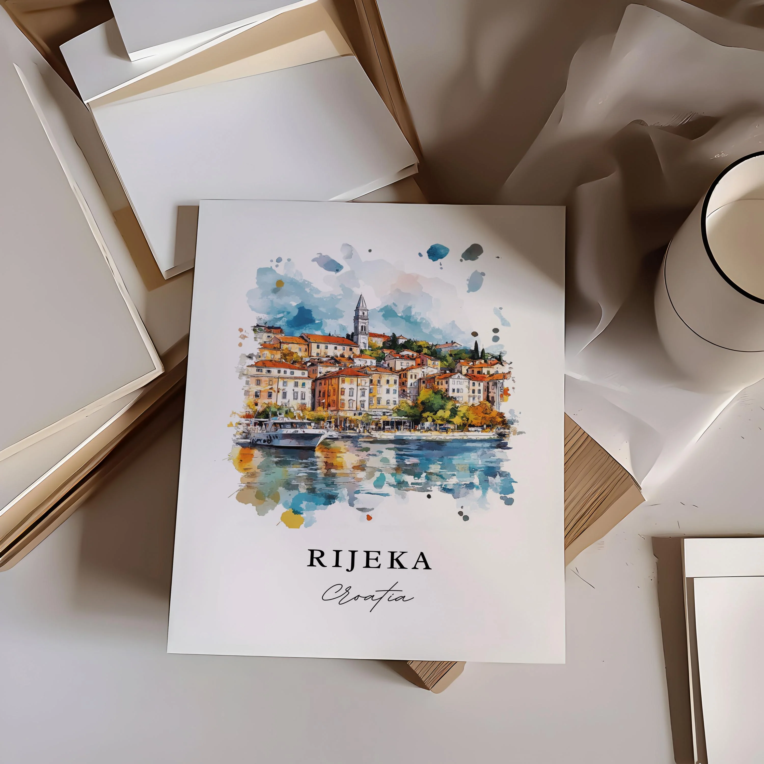 Rijeka, Croatia – Watercolor Art Print Kvarner Bay - Image 2