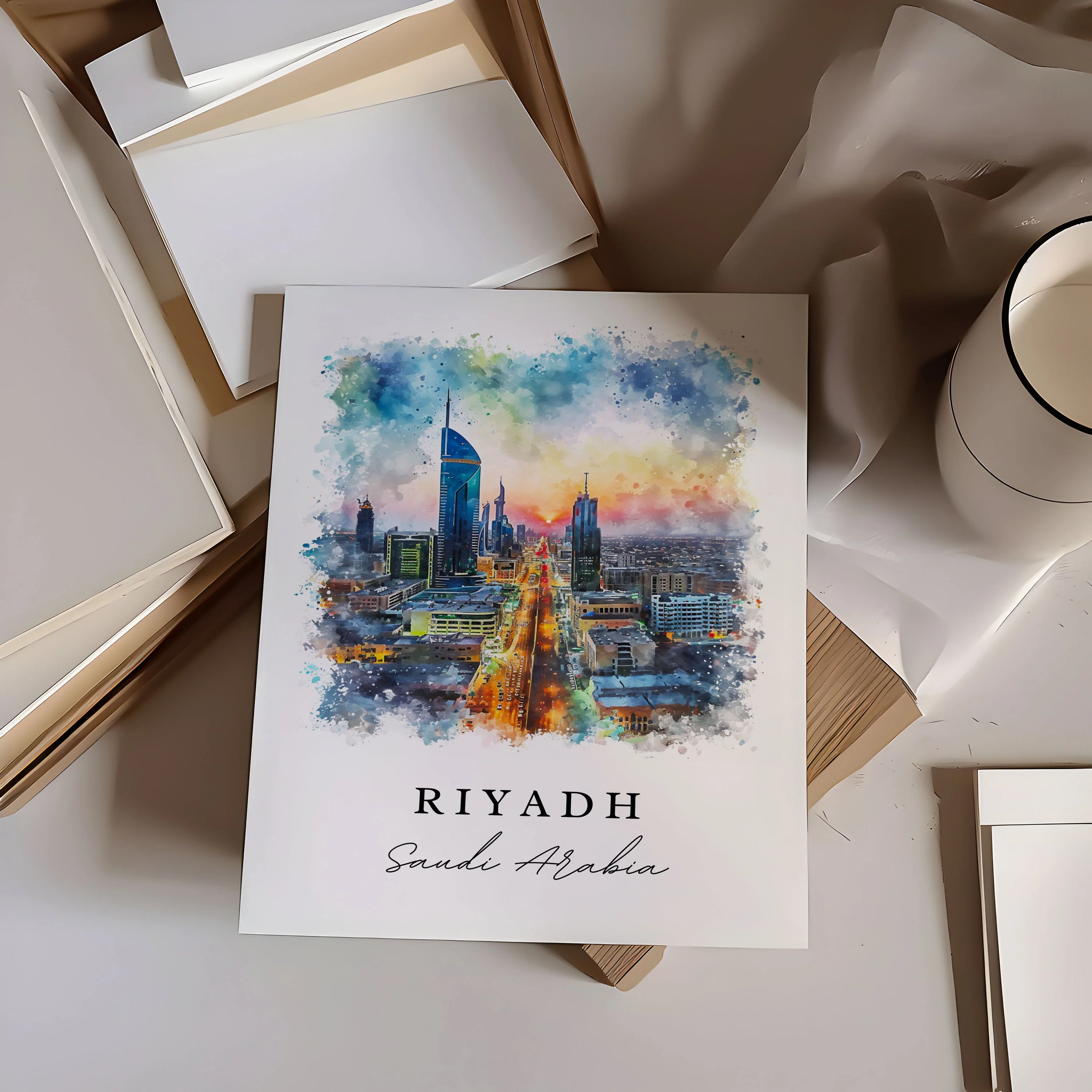 Riyadh, Saudi Arabia – Watercolor Art Print - Image 2