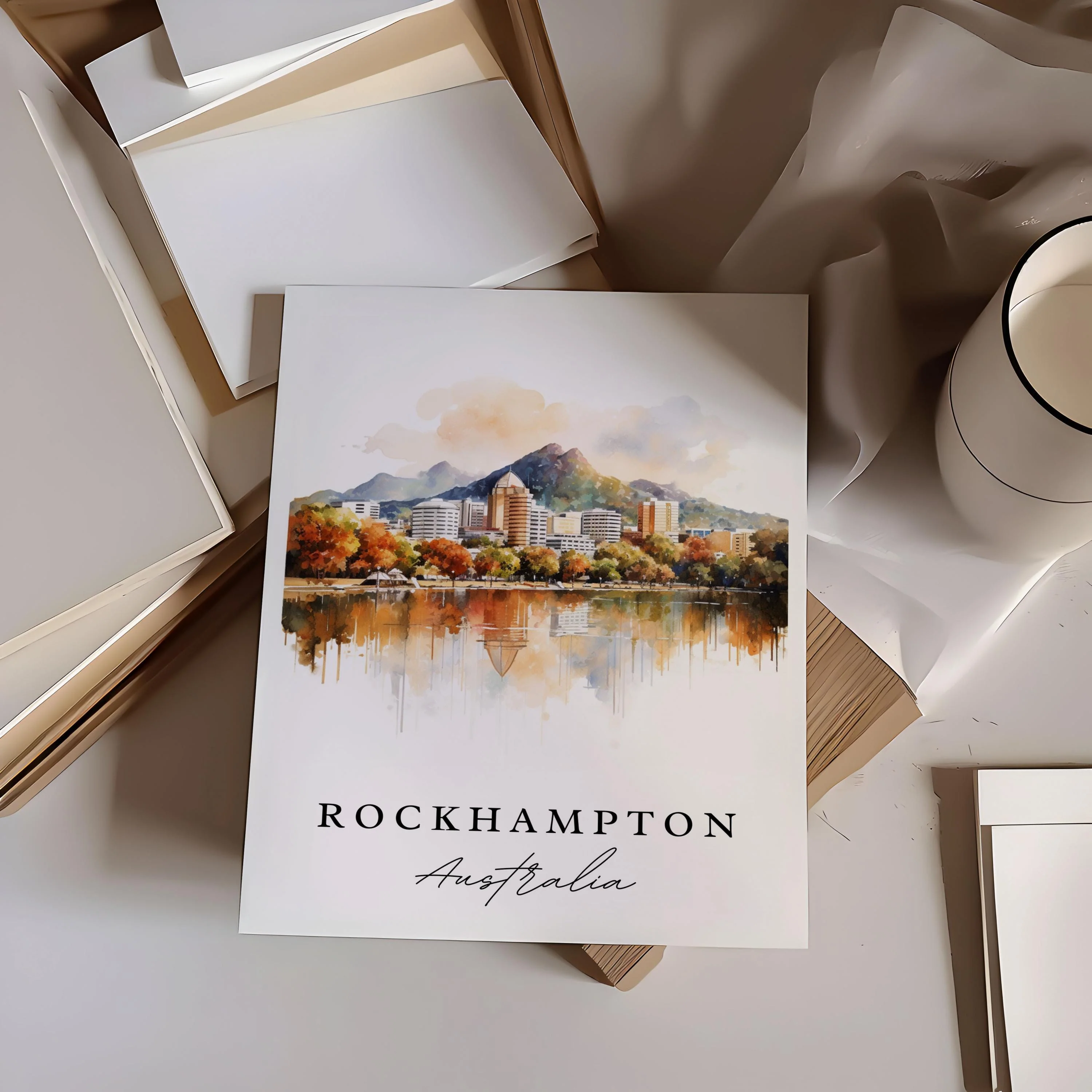Rockhampton, Australia – Watercolor Art Print - Image 2