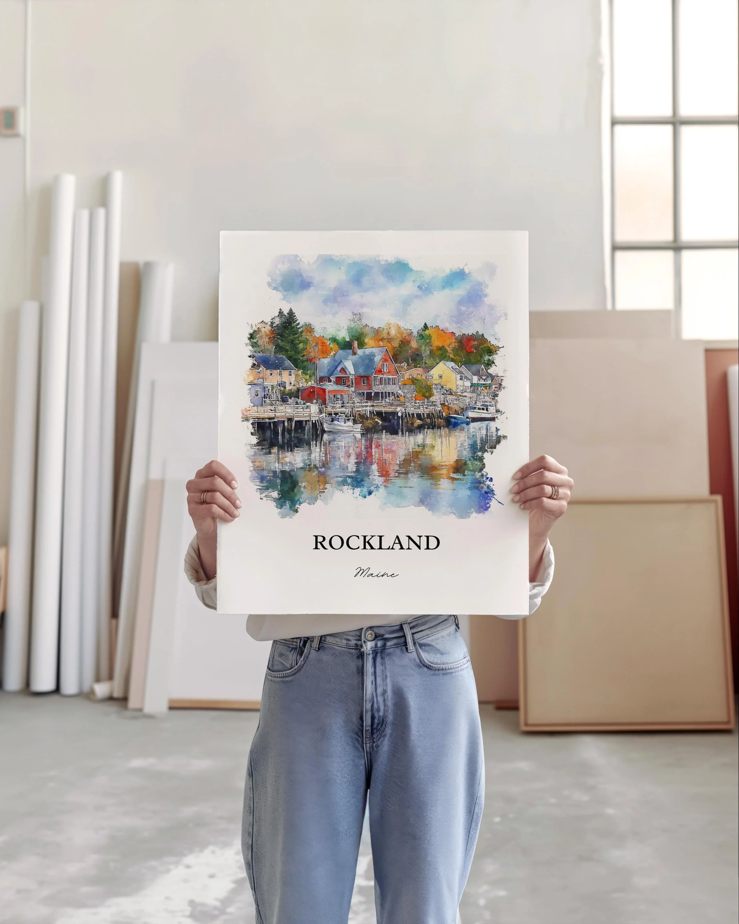 Rockland, Maine, Maine – Watercolor Art Print - Image 5
