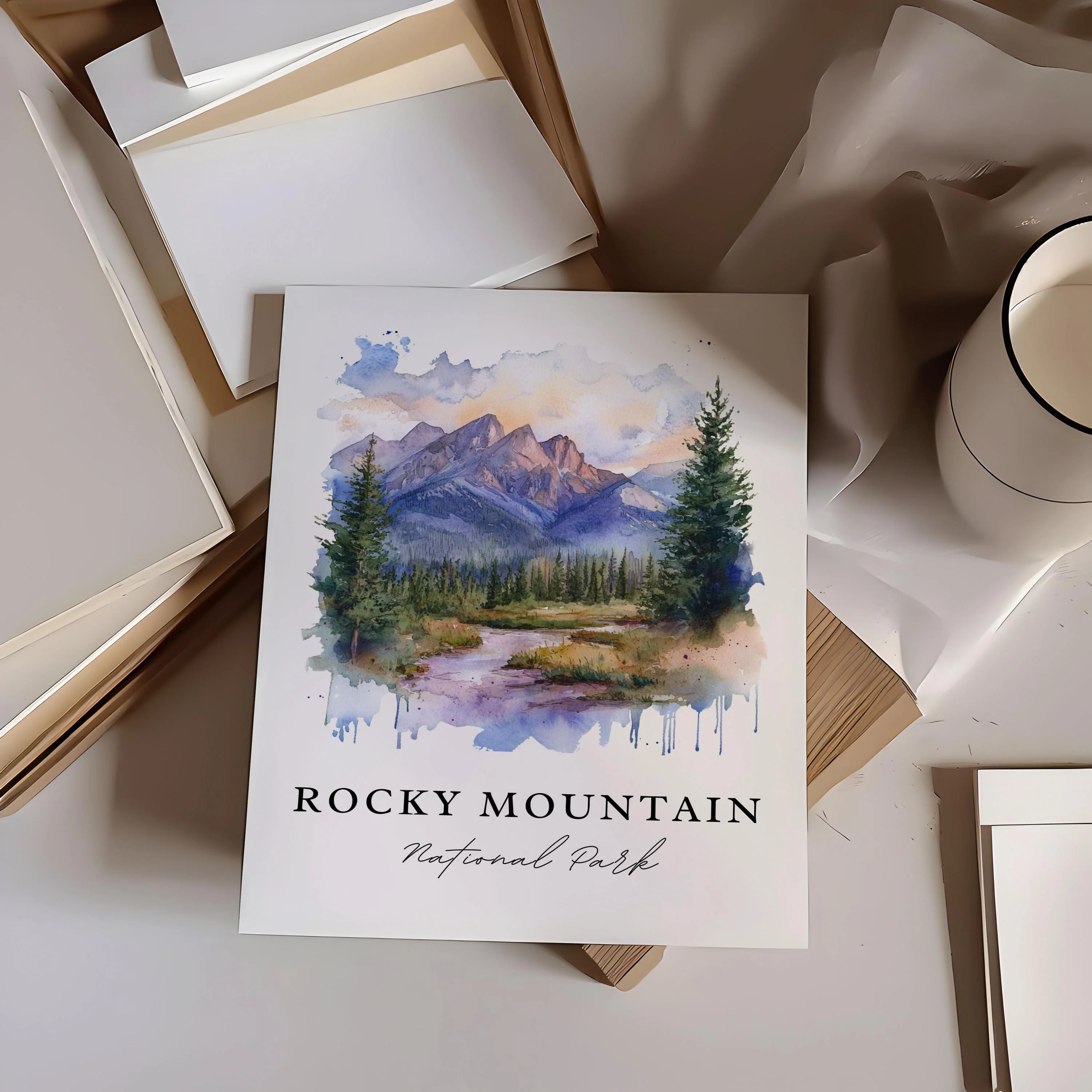 Rocky Mountain National Park, USA – Watercolor Art Print - Image 2