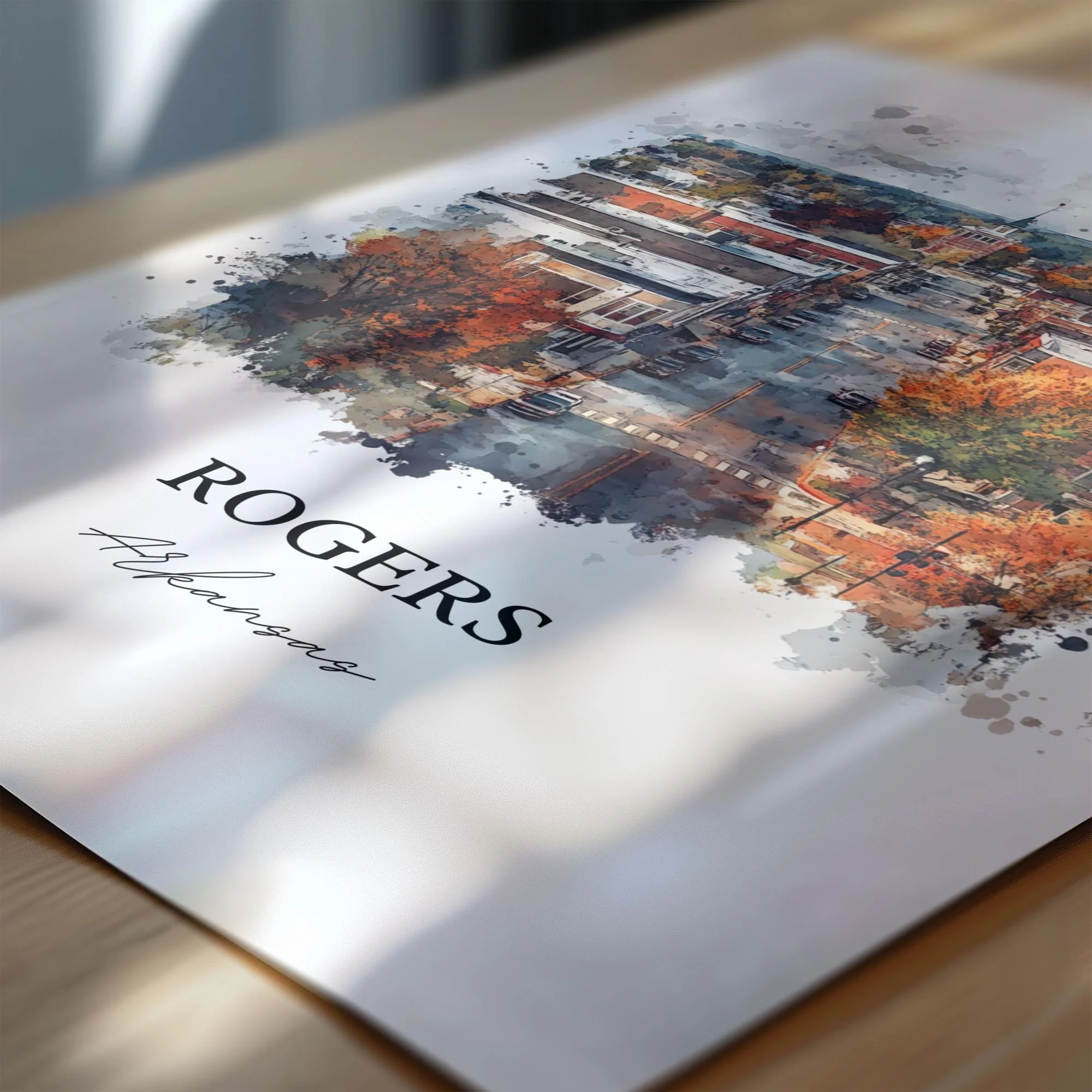 Rogers, Arkansas, USA – Watercolor Art Print - Image 2
