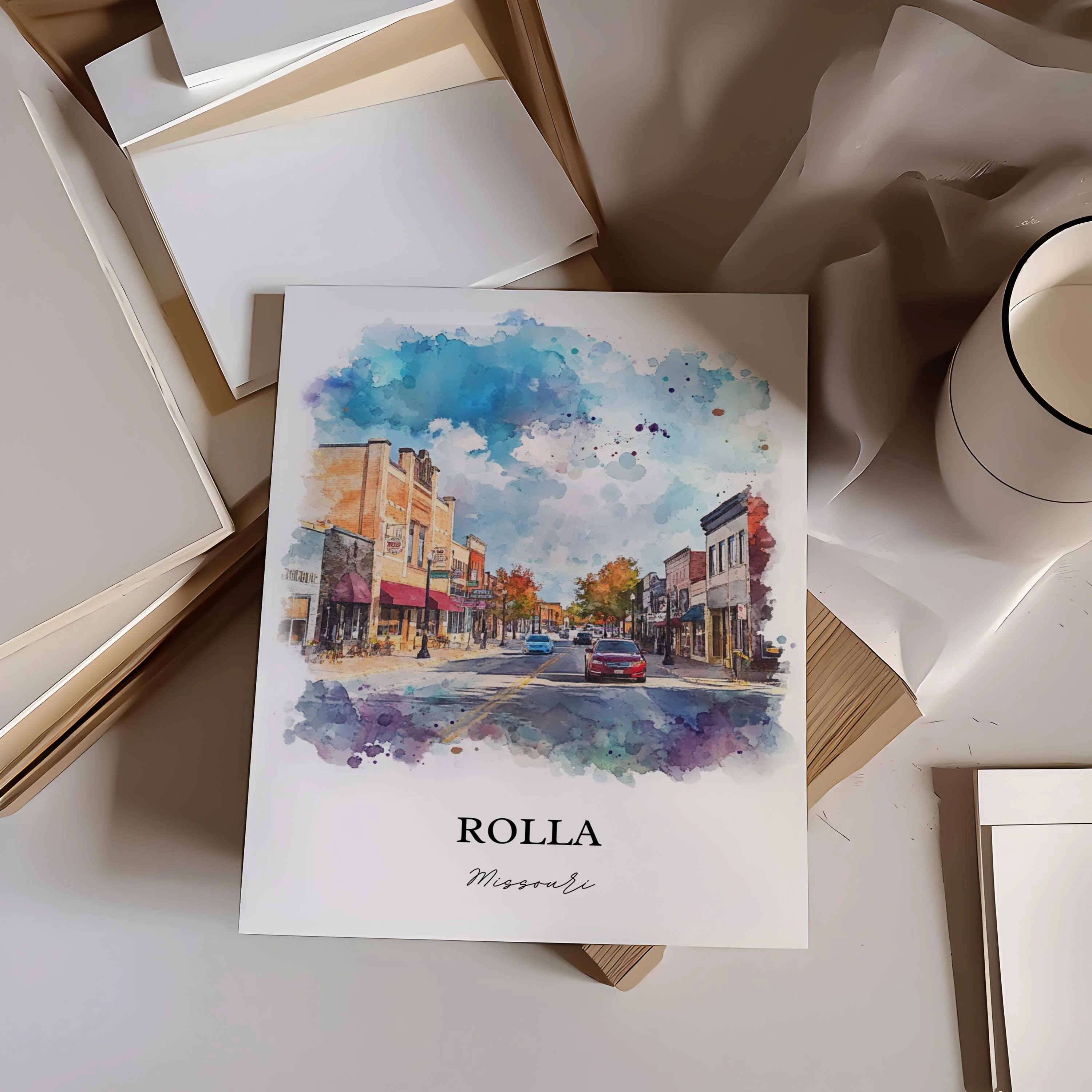Rolla, Missouri, USA – Watercolor Art Print - Image 5