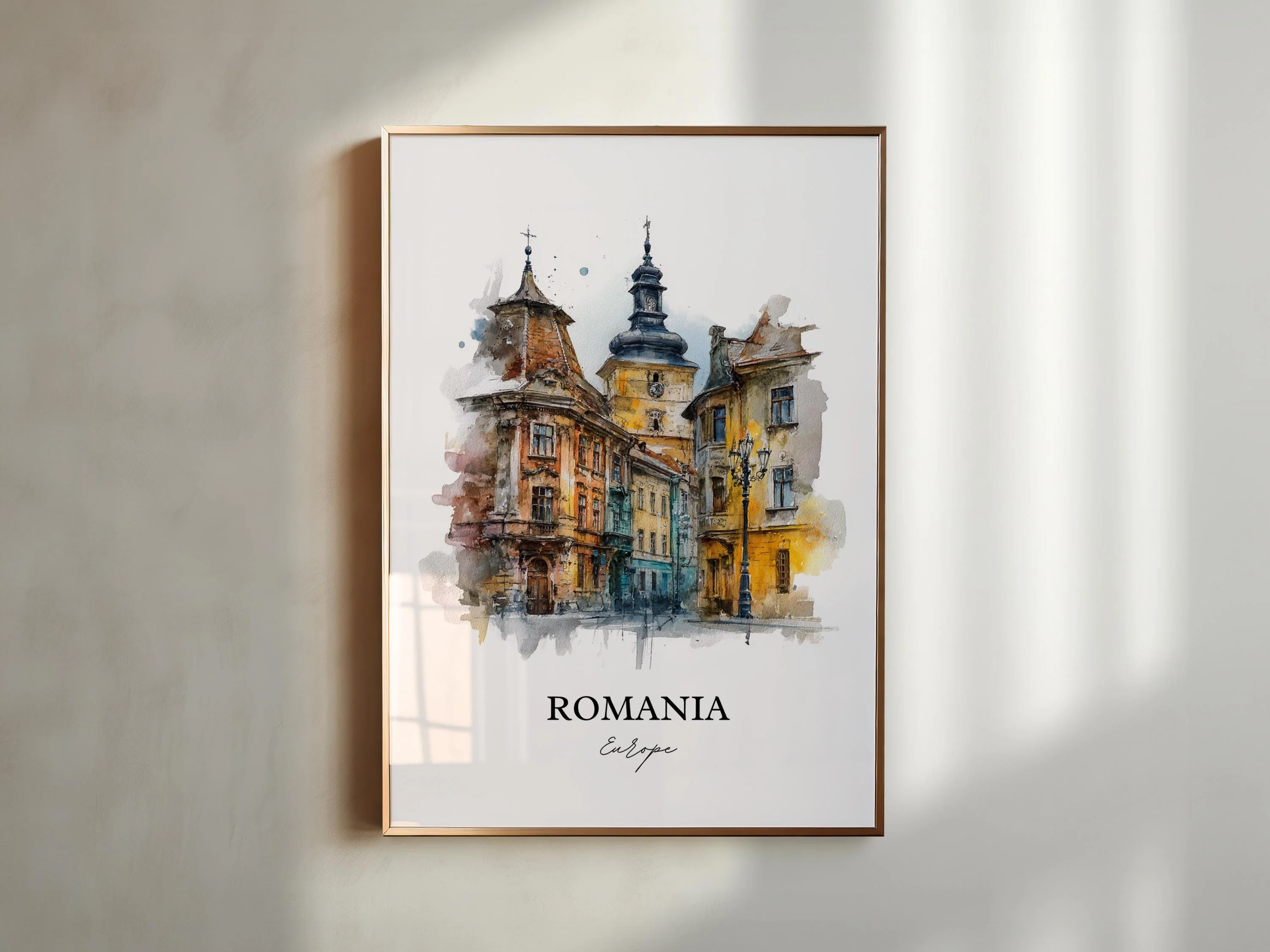 Romania – Watercolor Art Print - Image 3