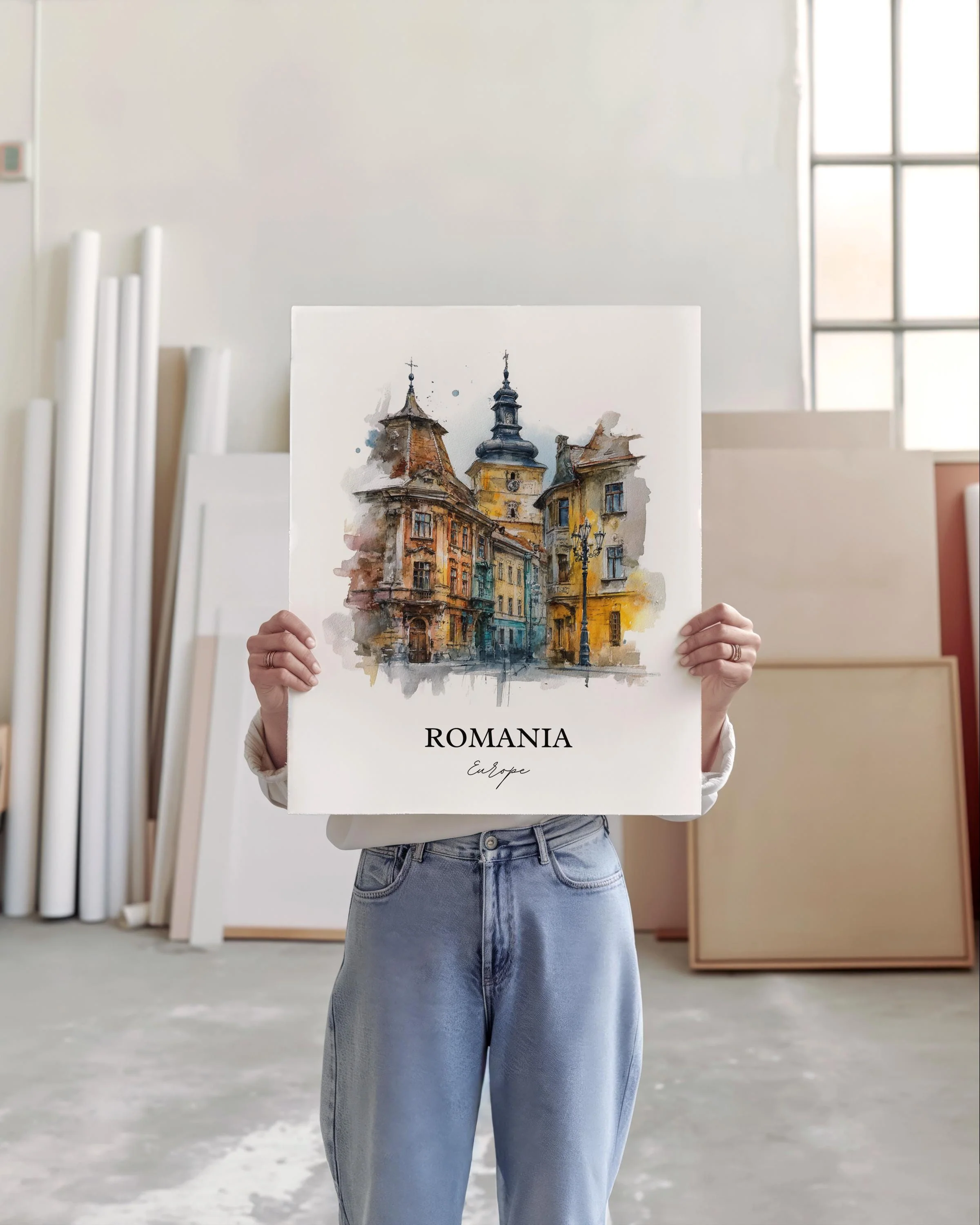 Romania – Watercolor Art Print - Image 4