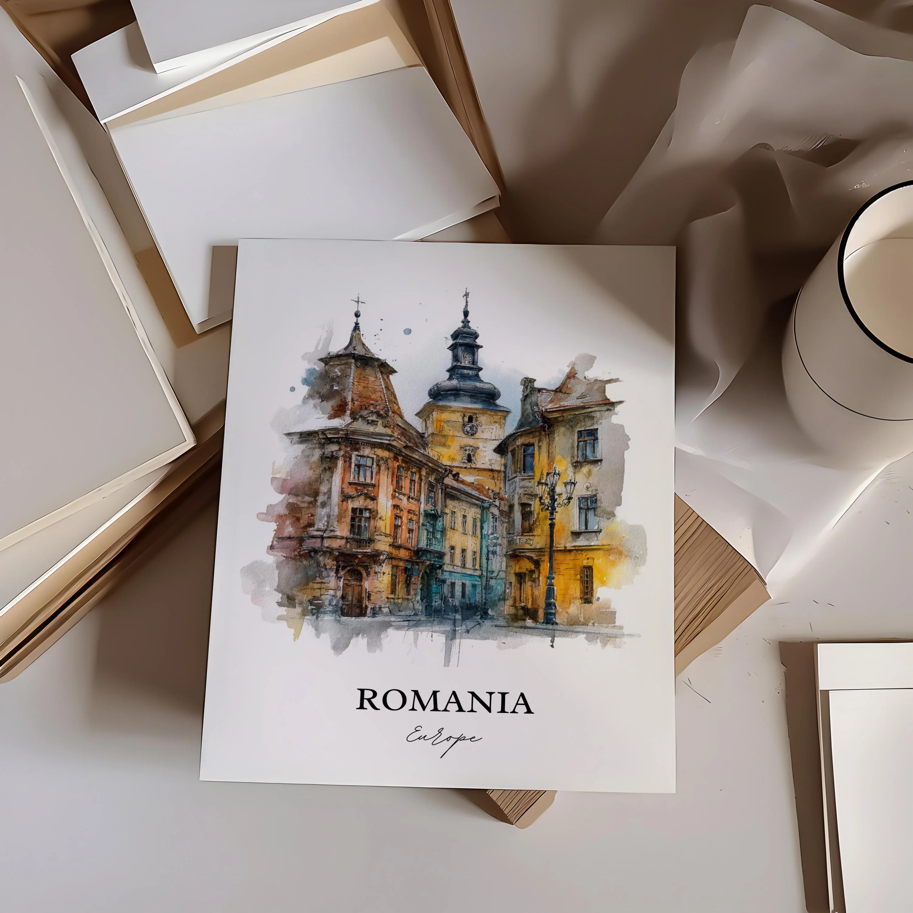 Romania – Watercolor Art Print - Image 5