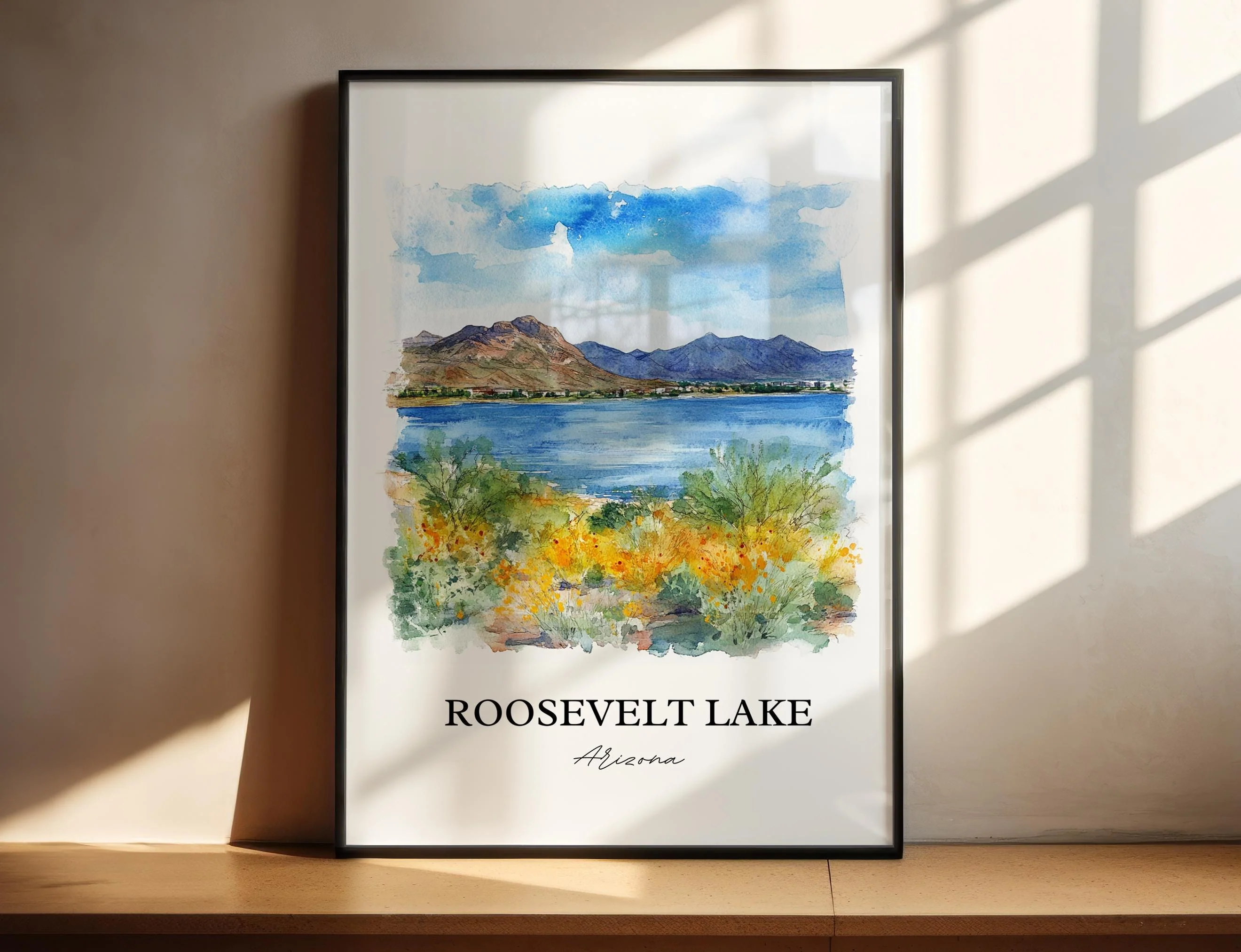 Roosevelt Lake, Arizona, USA – Watercolor Art Print