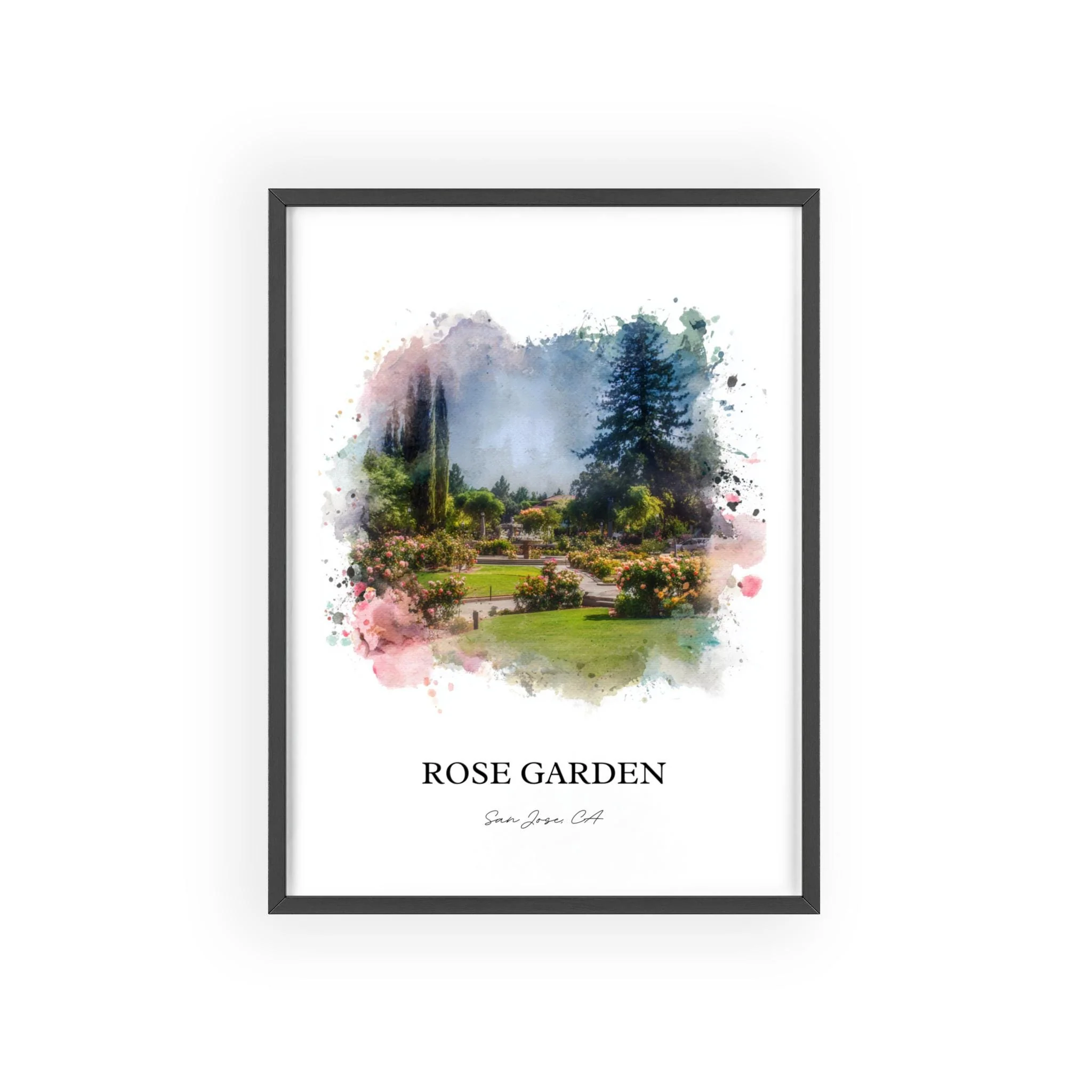 Rose Garden San Jose, CA – Watercolor Art Print - Image 10
