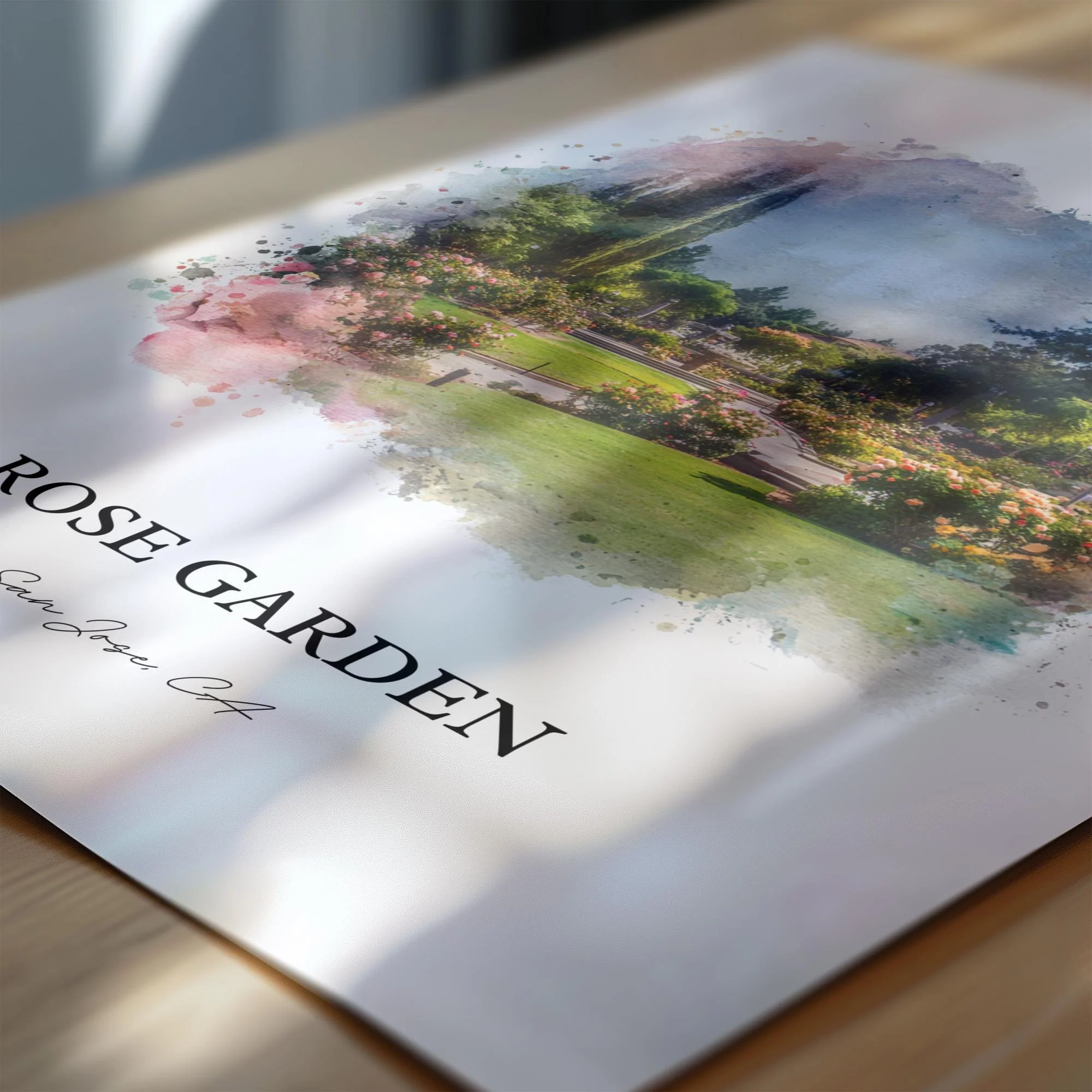 Rose Garden San Jose, CA – Watercolor Art Print - Image 2