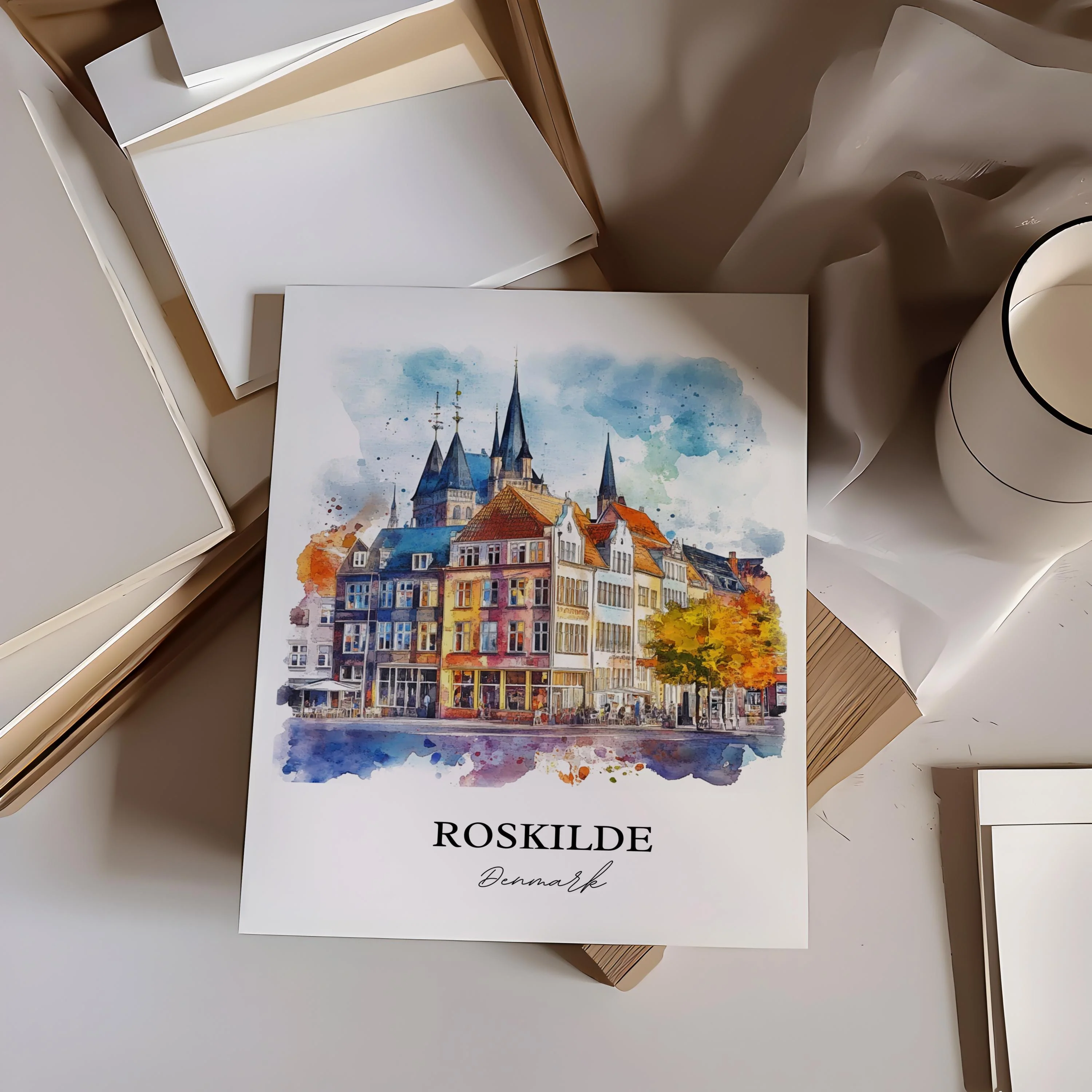 Roskilde, Denmark – Watercolor Art Print - Image 5