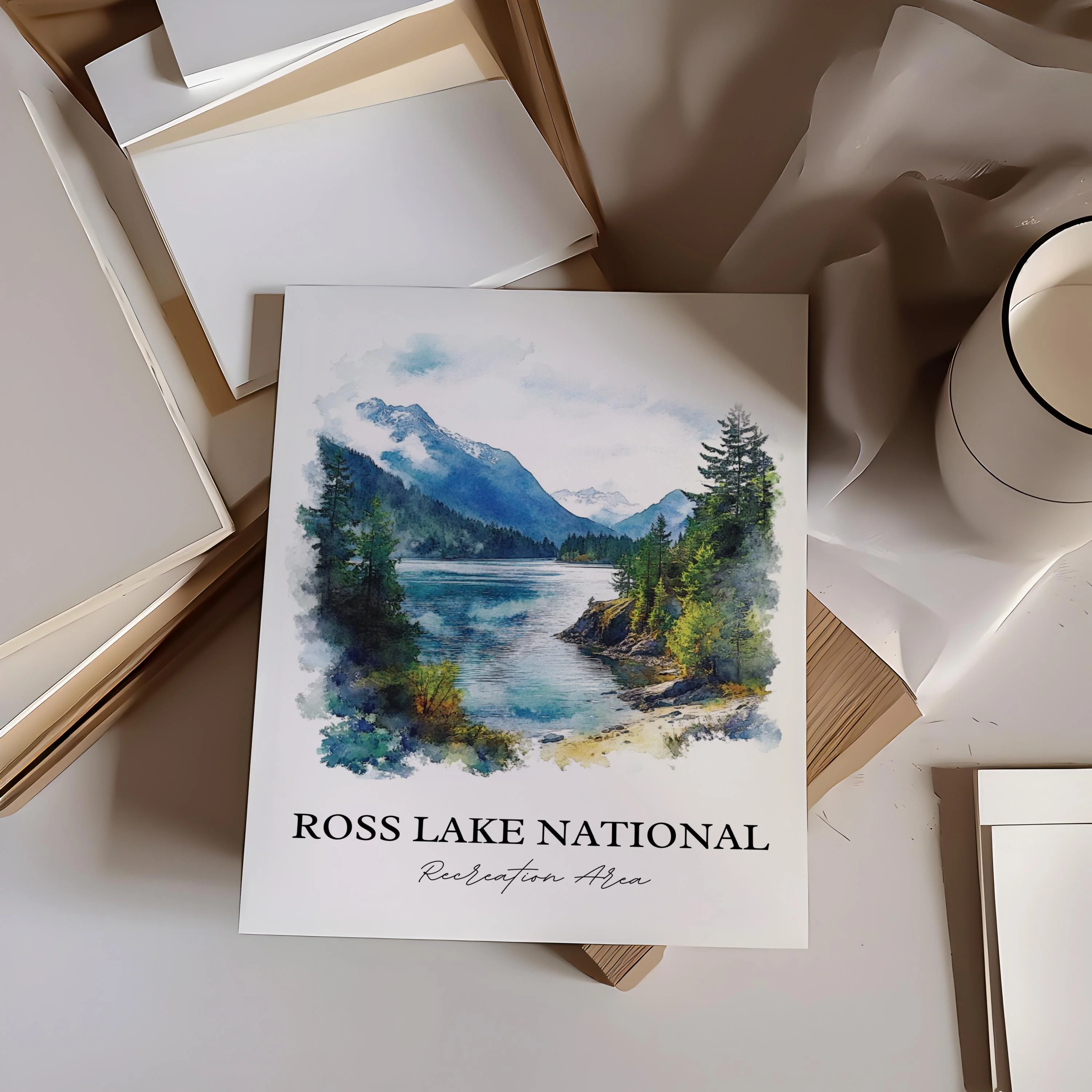 Ross Lake, USA – Watercolor Art Print - Image 5