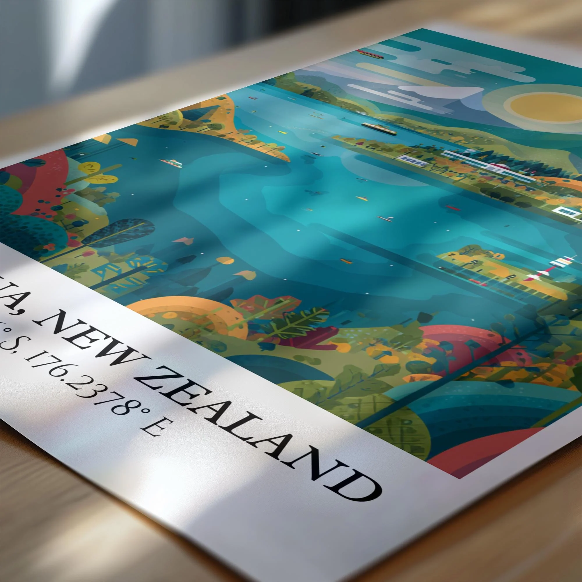 Rotorua, New Zealand – Watercolor Art Print - Image 2