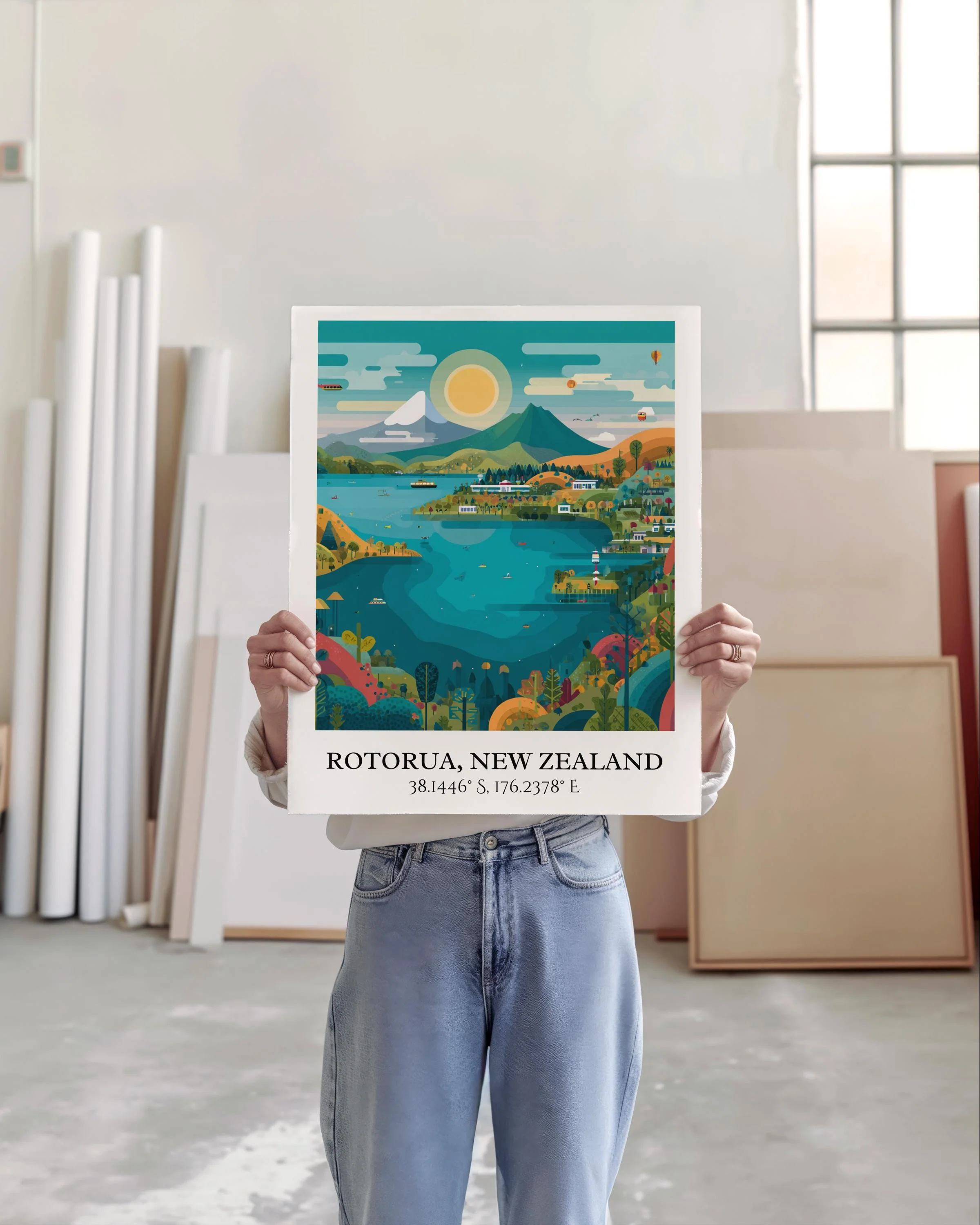 Rotorua, New Zealand – Watercolor Art Print - Image 3