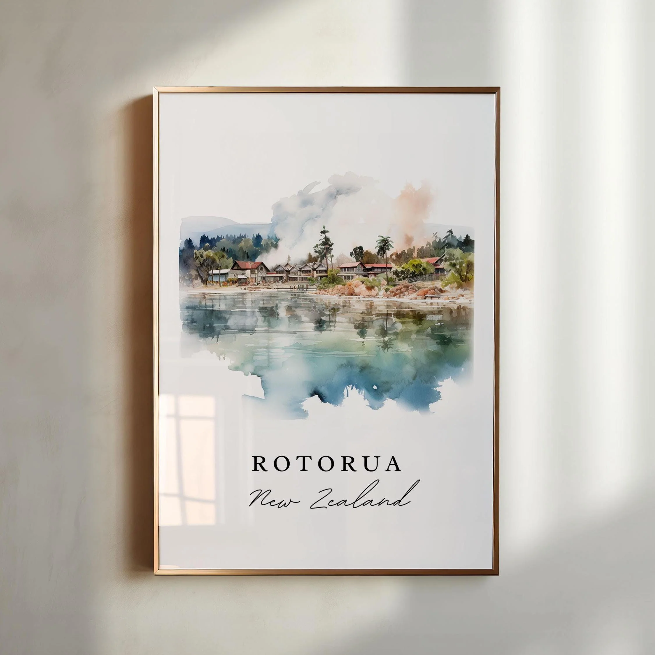 Rotorua, New Zealand – Watercolor Art Print - Image 3