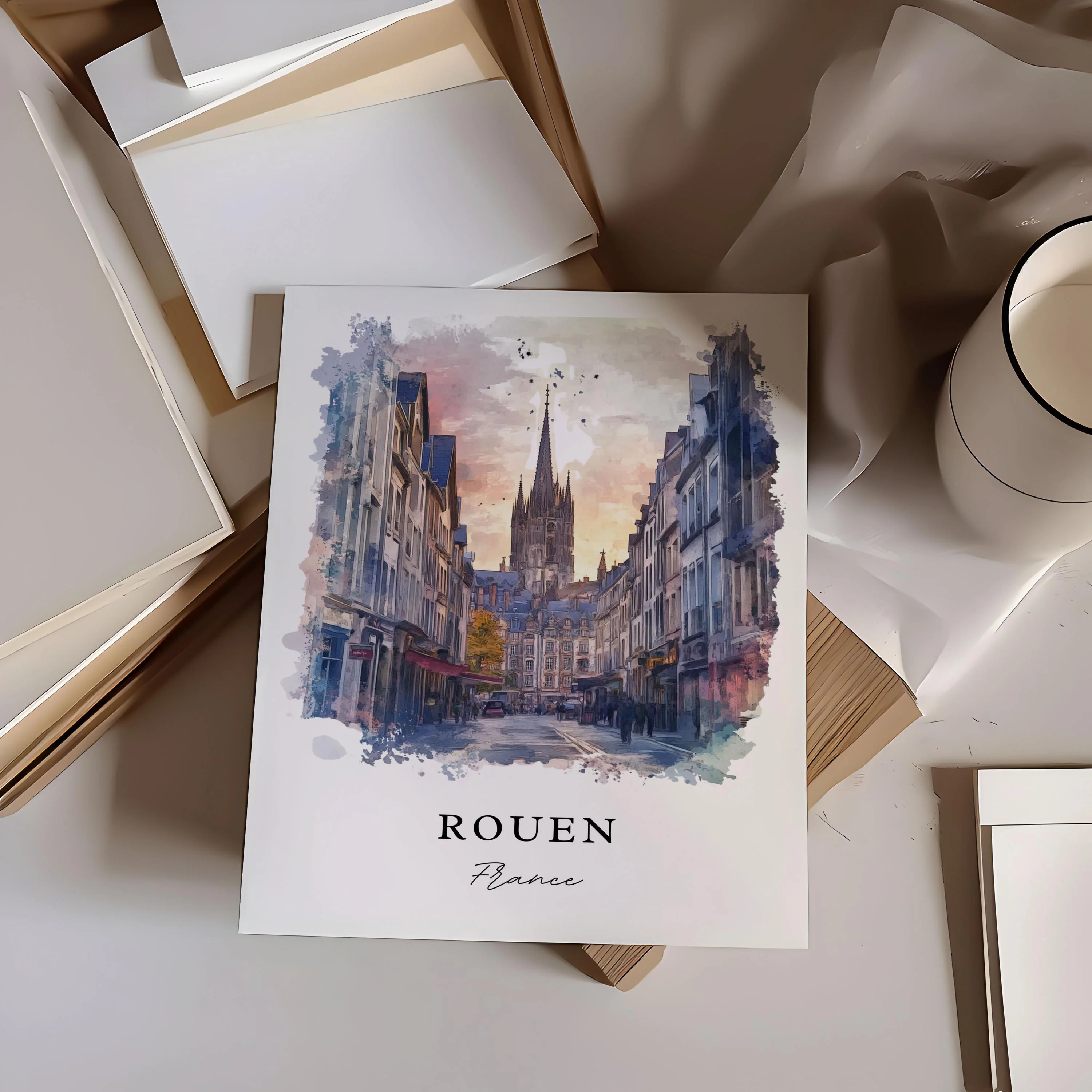 Rouen, France – Watercolor Art Print - Image 2