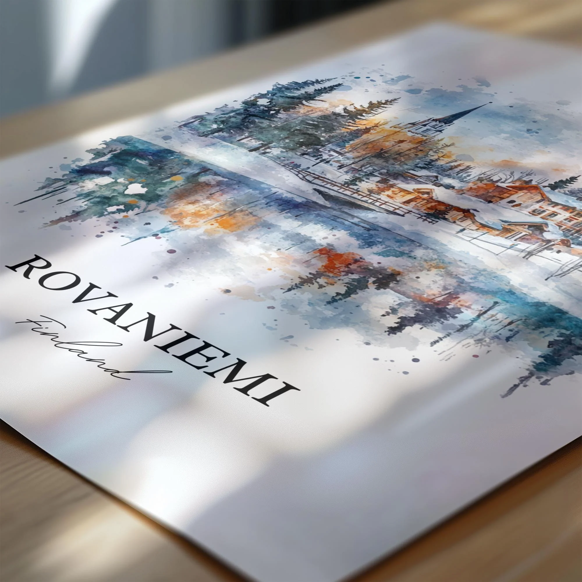 Rovaniemi, Finland – Watercolor Art Print - Image 2