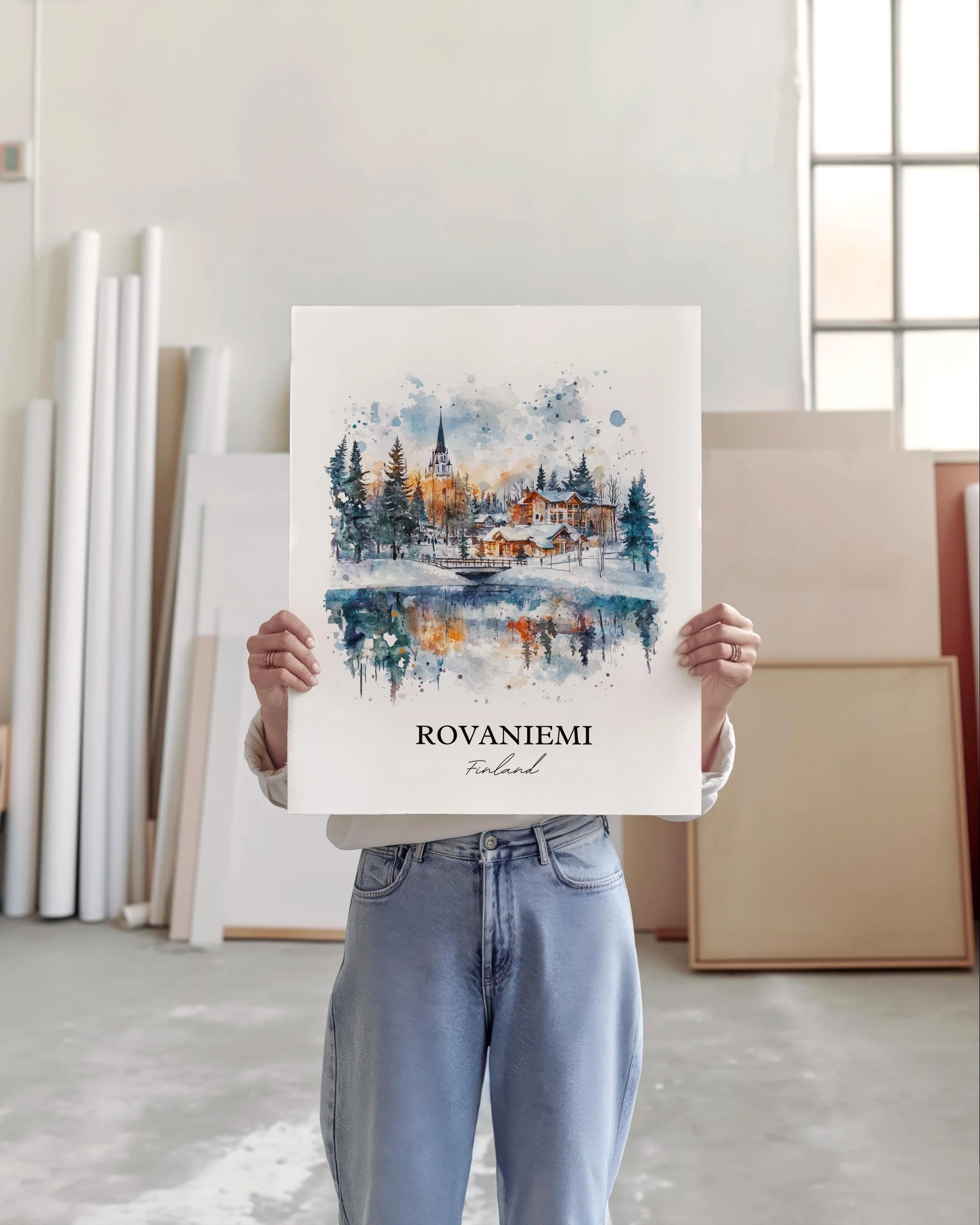 Rovaniemi, Finland – Watercolor Art Print - Image 5
