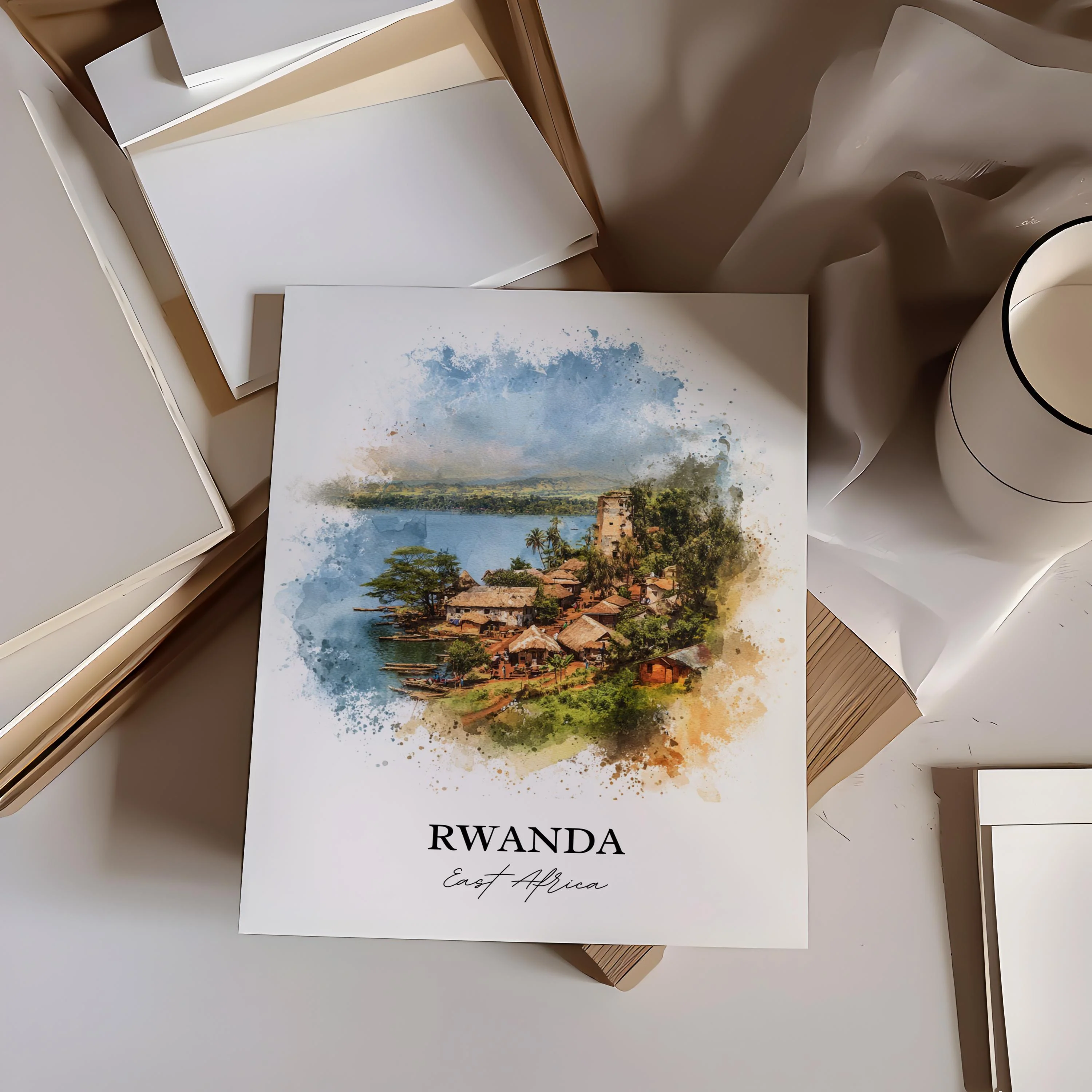 Rwanda, Africa – Watercolor Art Print - Image 6
