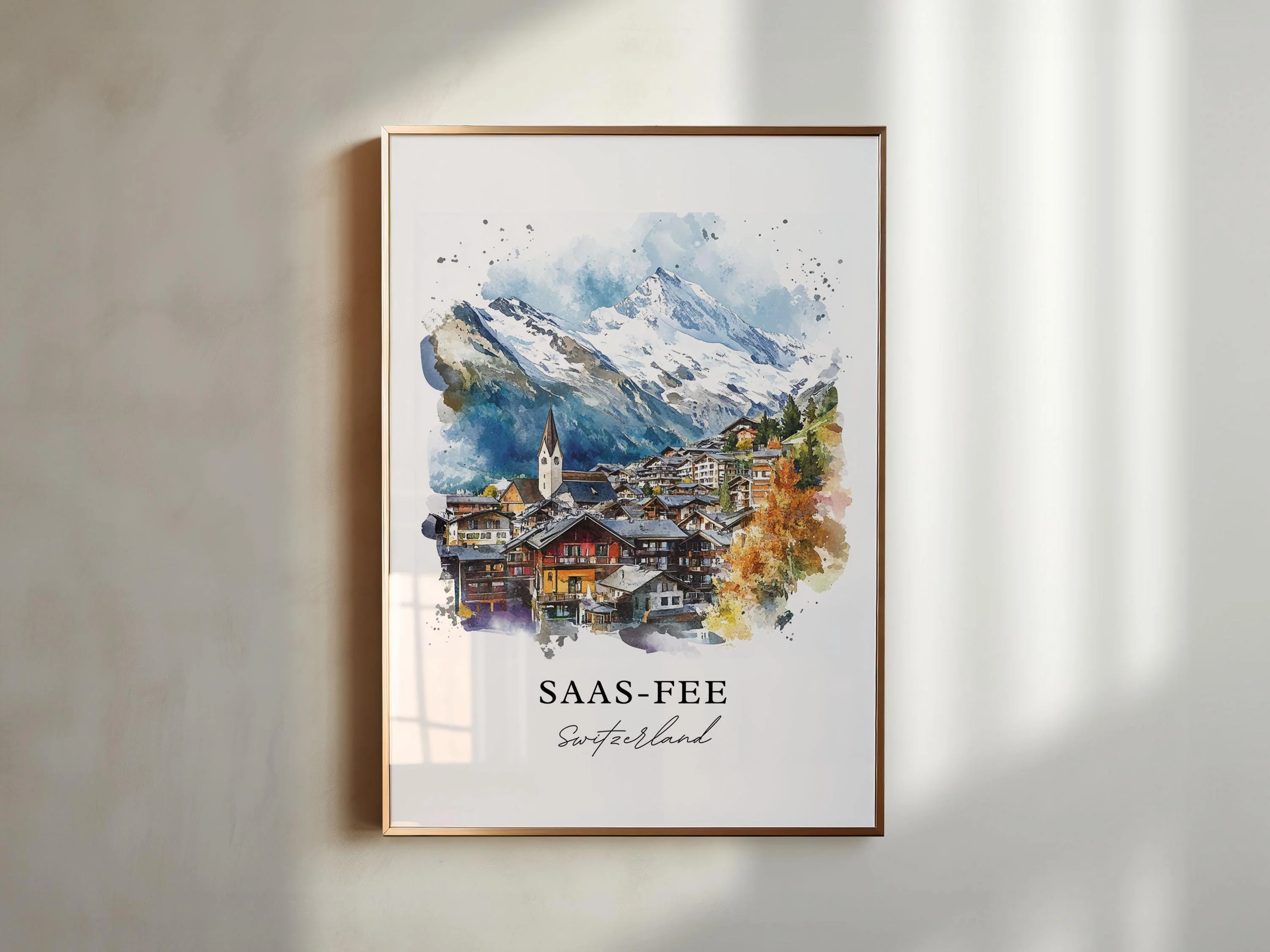 Saas-Fee, Switzerland – Watercolor Art Print - Image 4