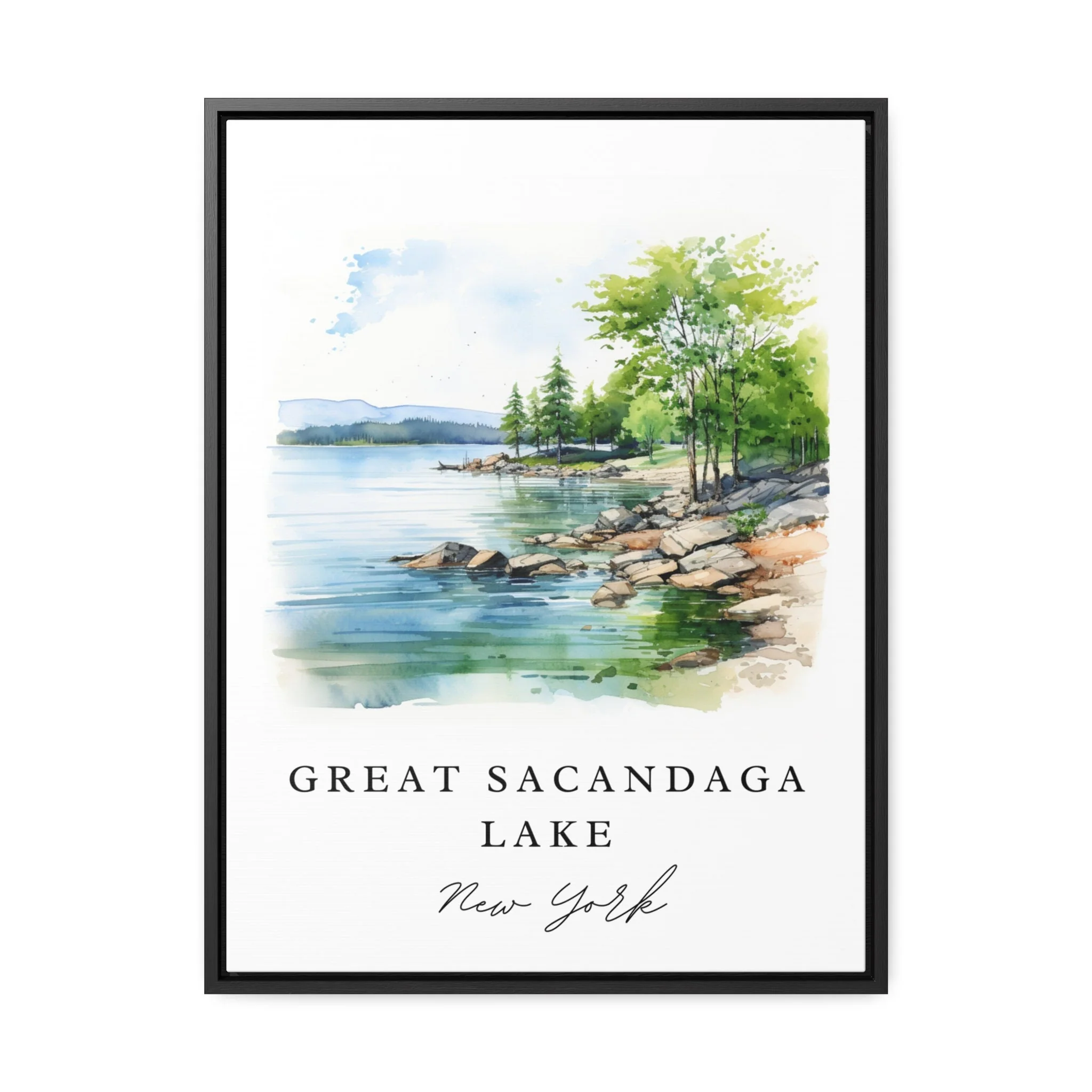 Sacandaga Lake, New York, New York – Watercolor Art Print - Image 7