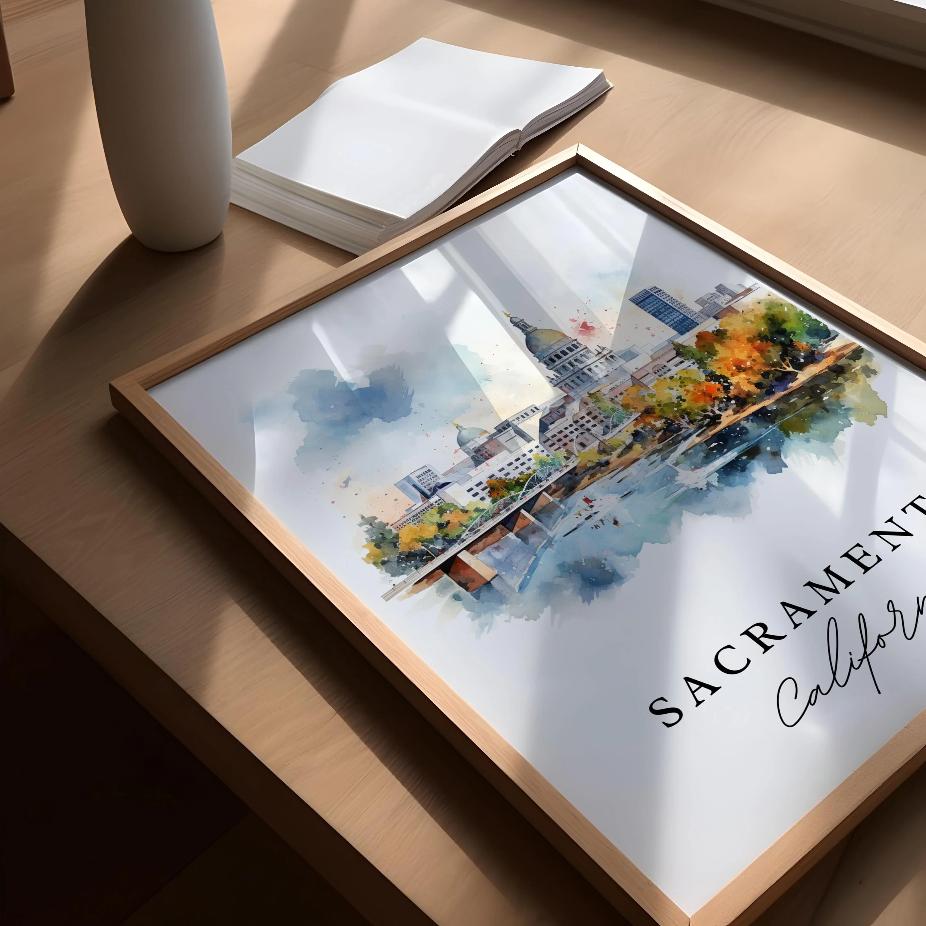 Sacramento, California – Watercolor Art Print - Image 3