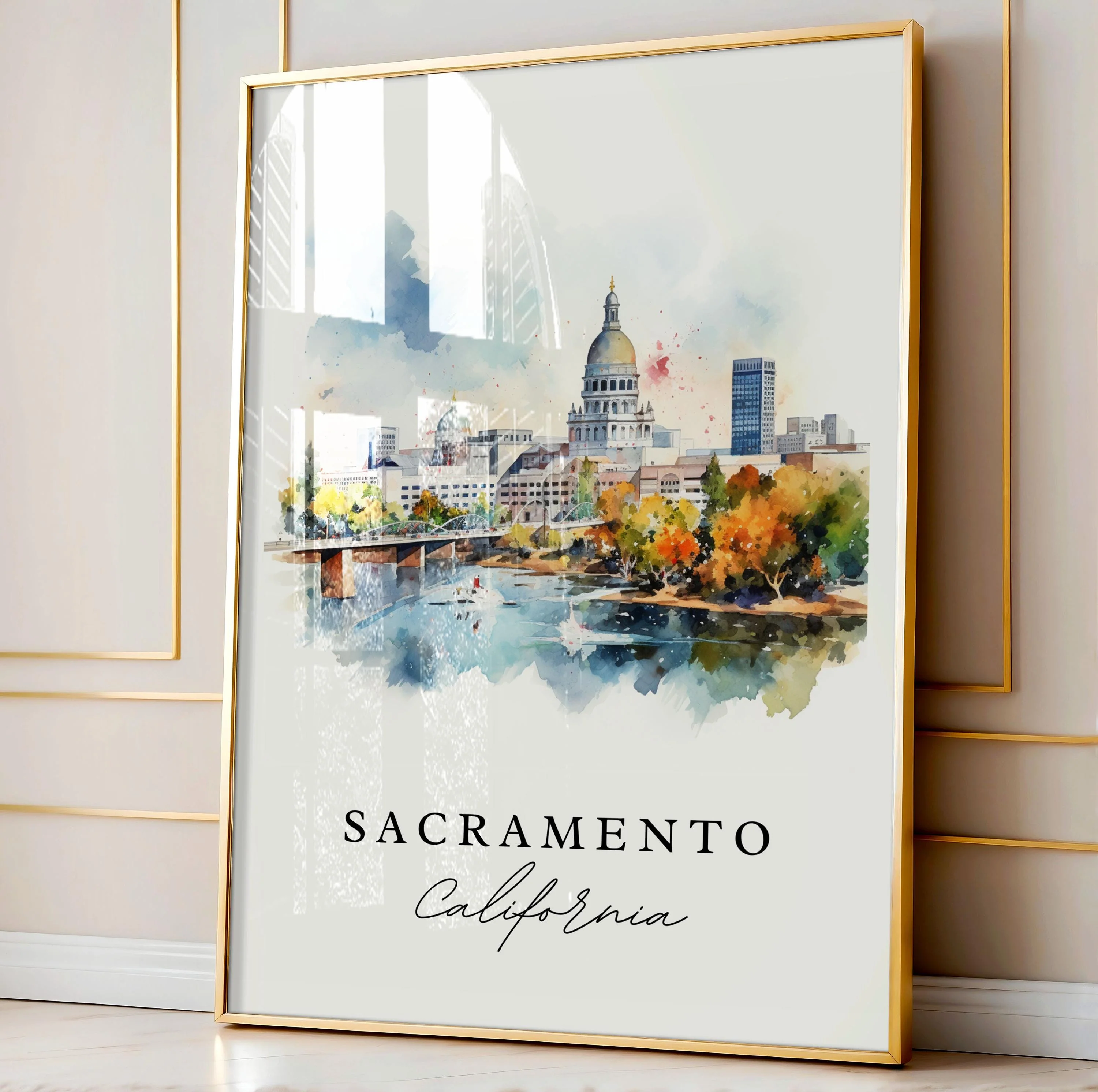 Sacramento, California – Watercolor Art Print - Image 4