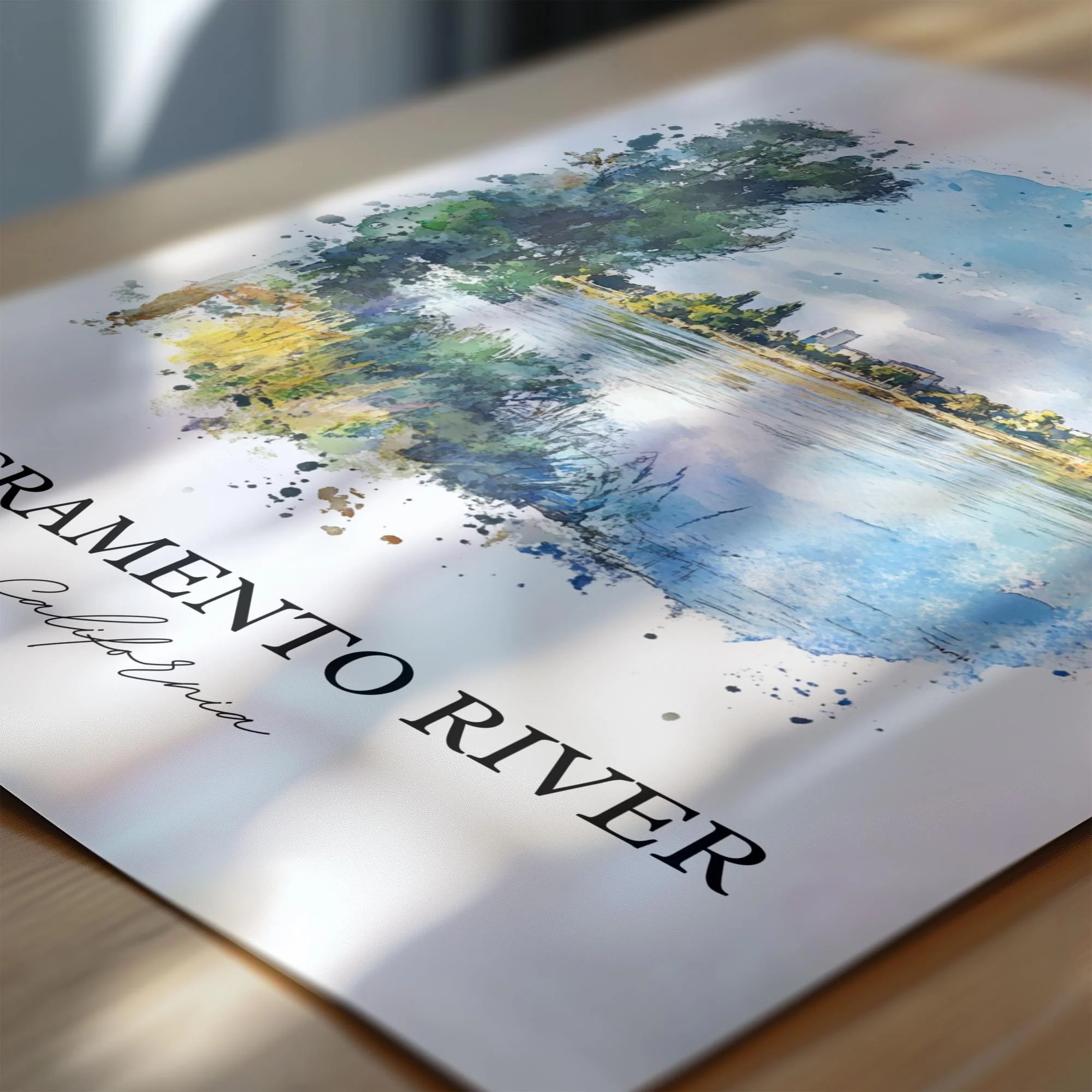 Sacramento River, USA – Watercolor Art Print - Image 2