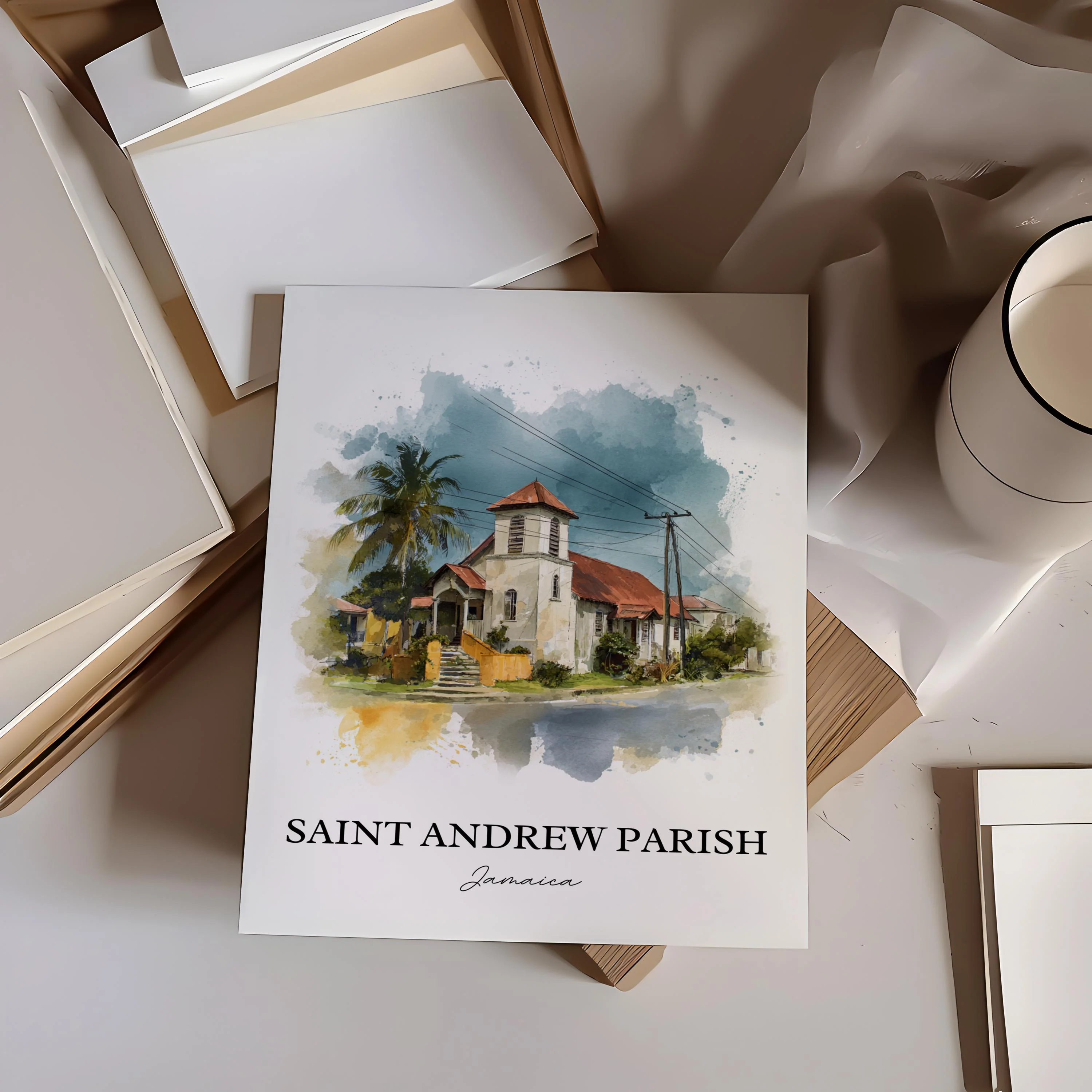 Saint Andrew Parish, Jamaica – Watercolor Art Print - Image 4