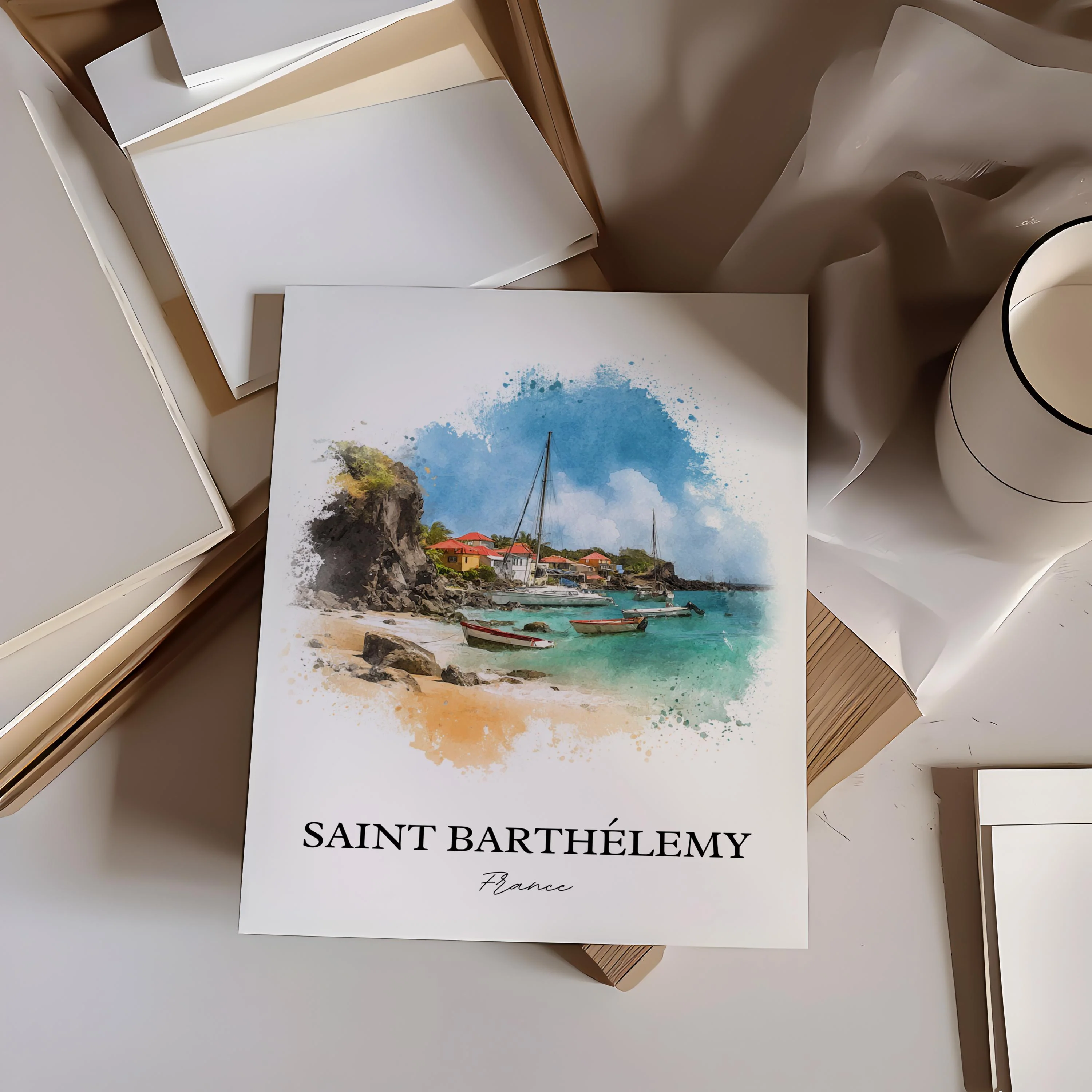 Saint Barthélemy, Caribbean – Watercolor Art Print - Image 3