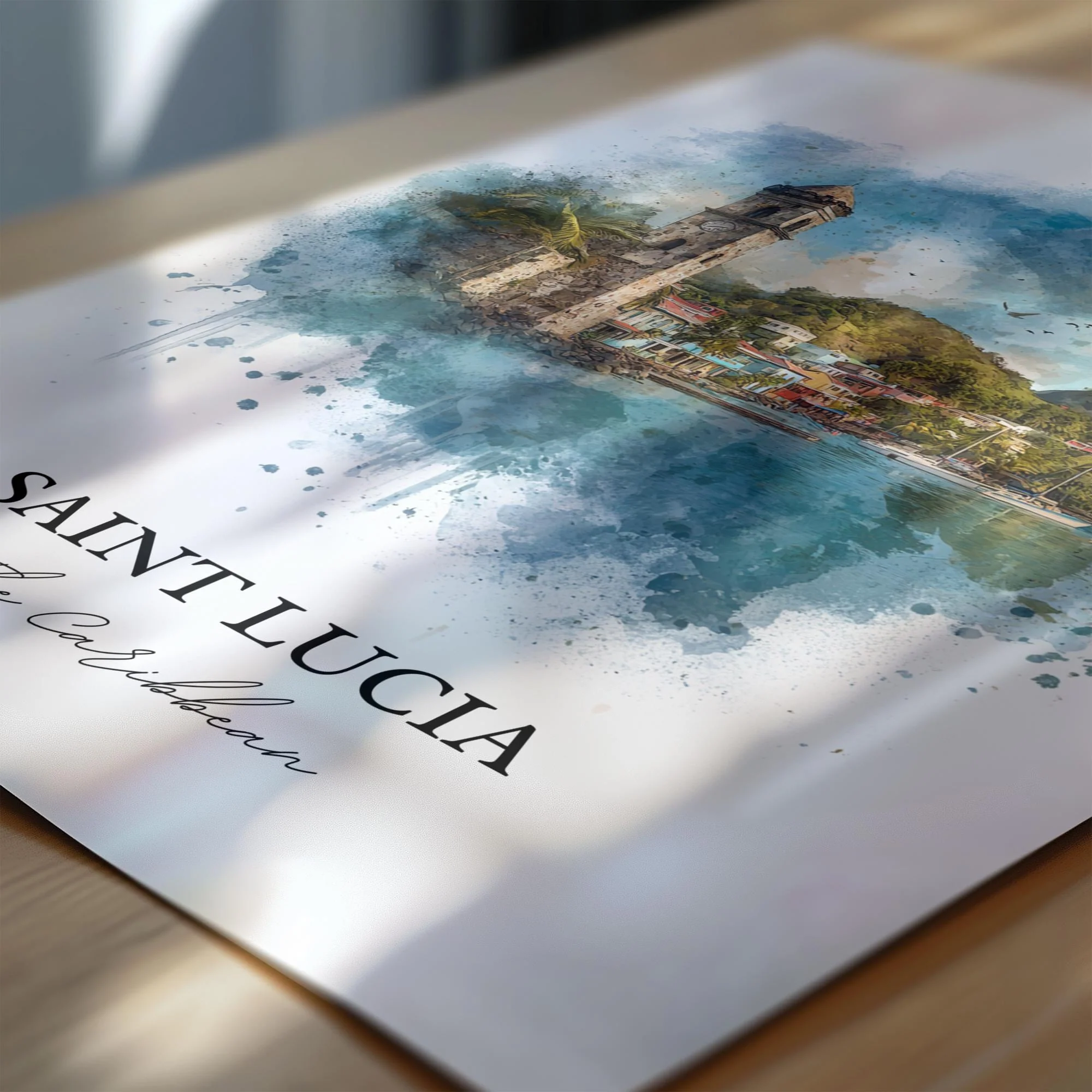 Saint Lucia, Caribbean – Watercolor Art Print - Image 2