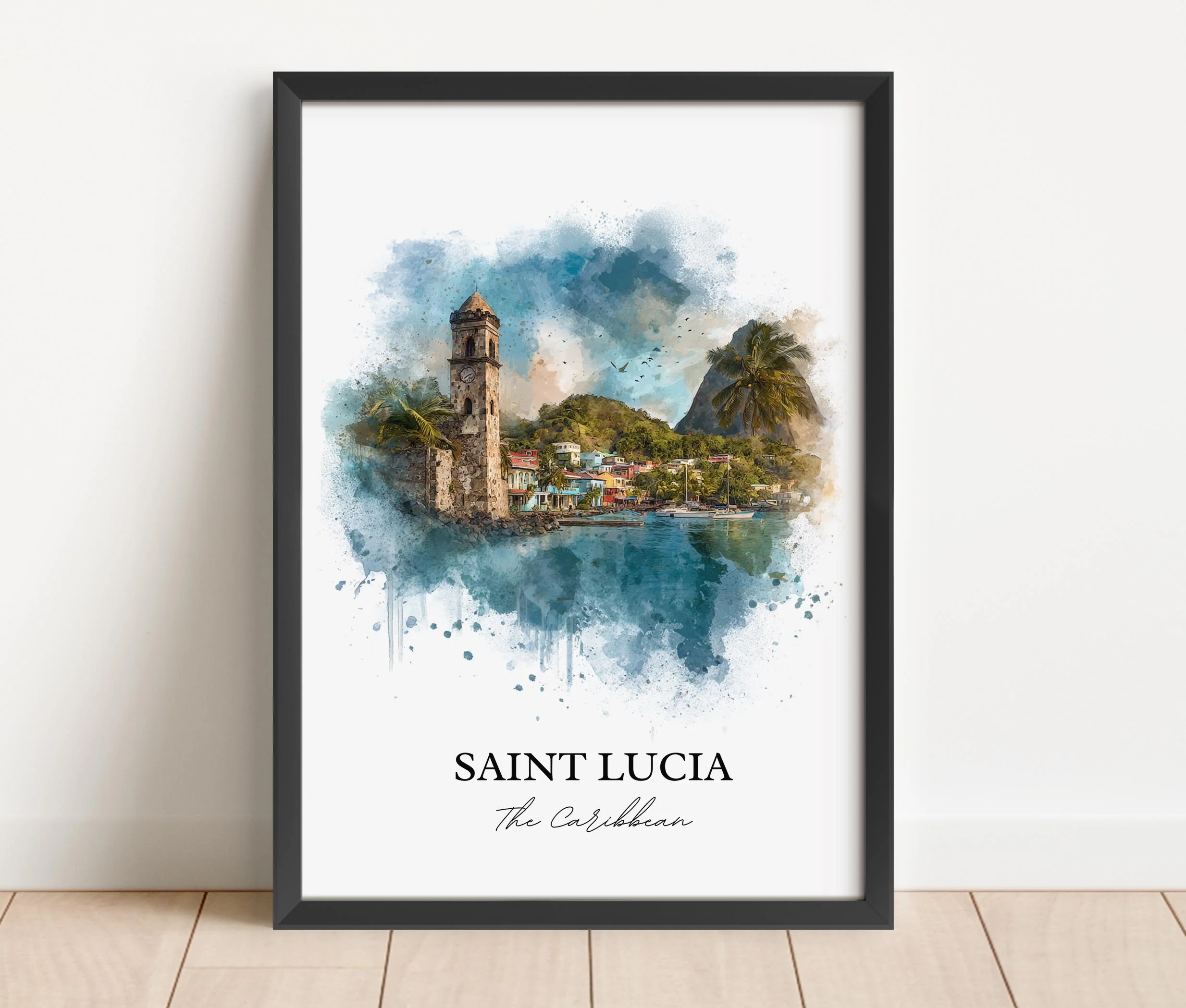 Saint Lucia, Caribbean – Watercolor Art Print - Image 4