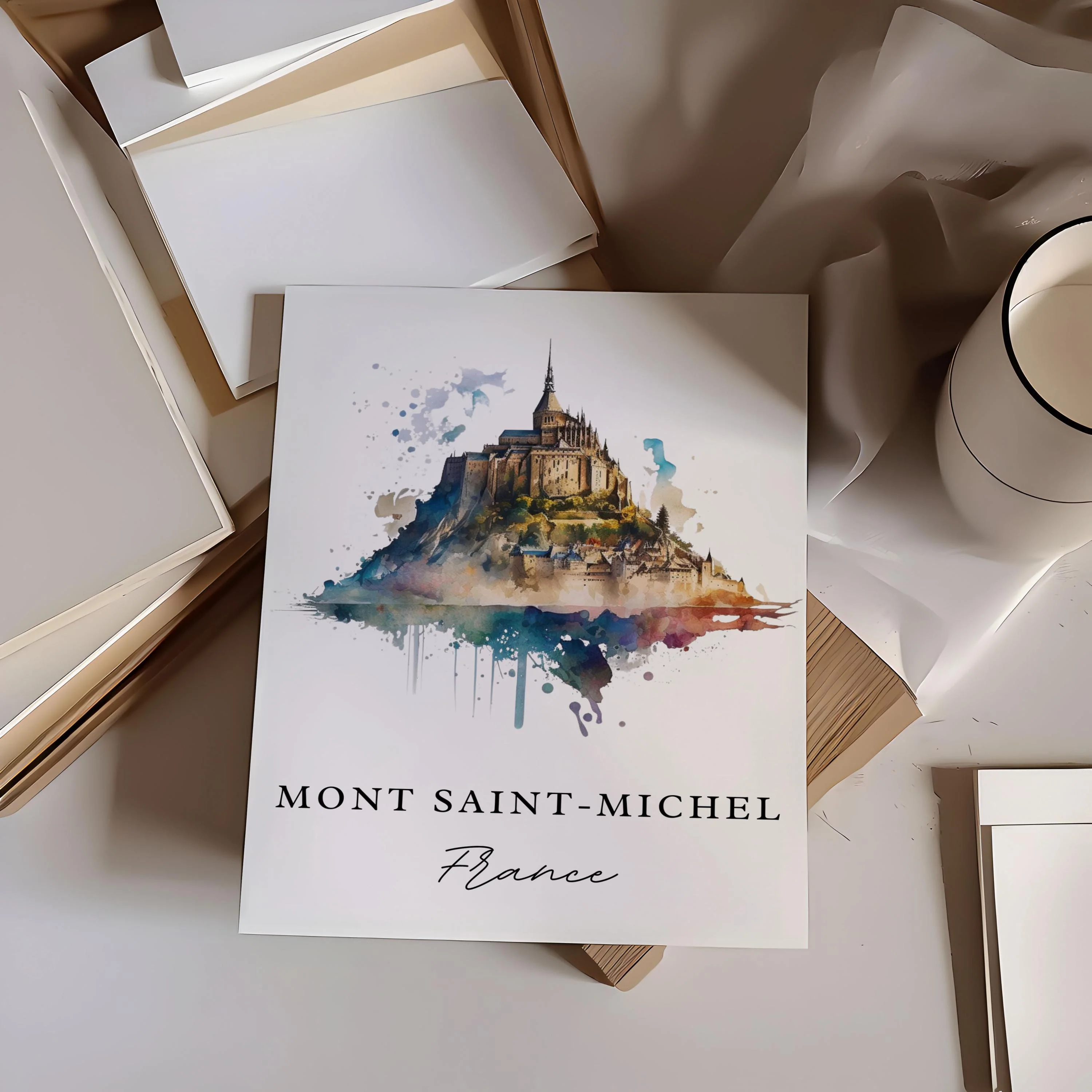 Mont Saint Michel, France – Watercolor Art Print - Image 2