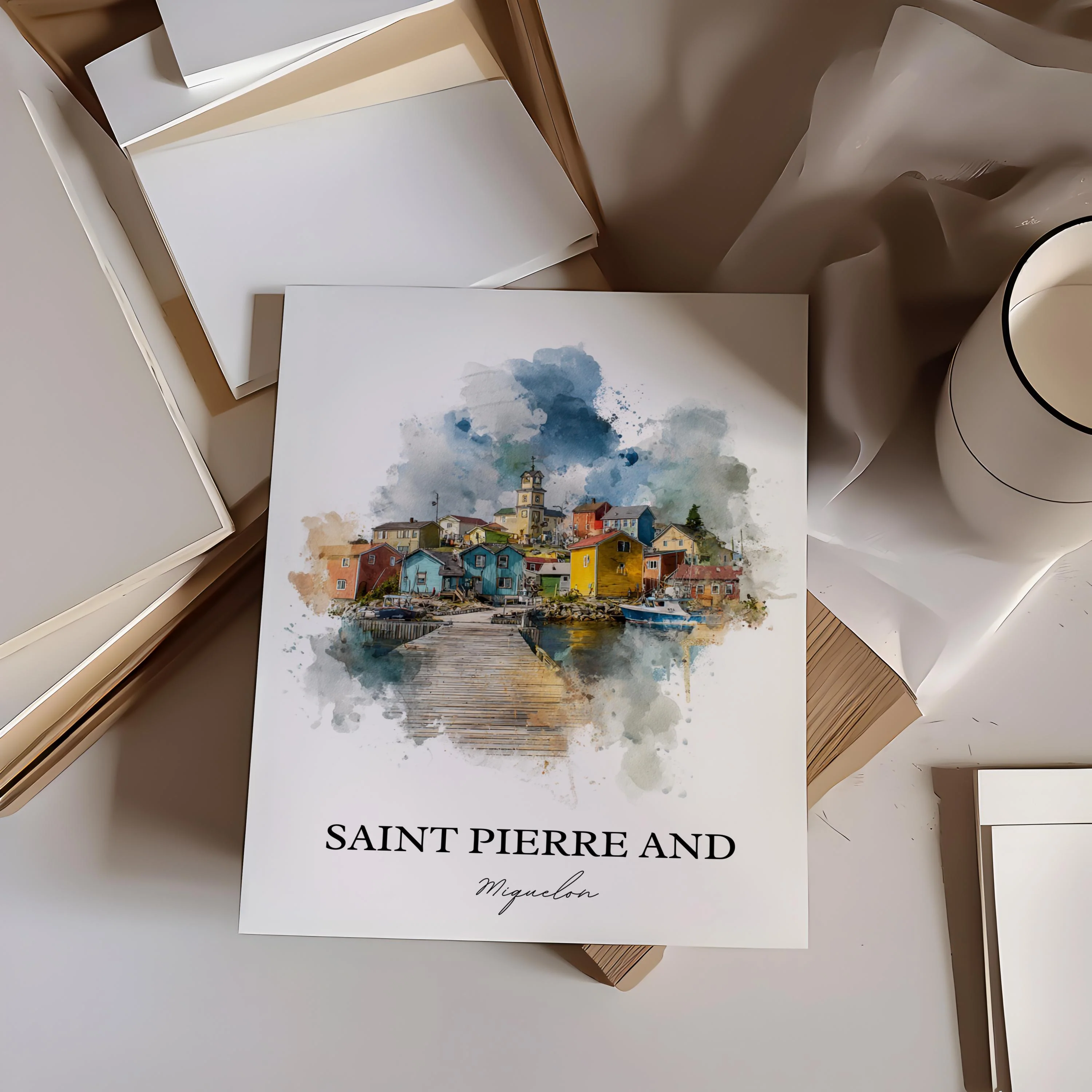 Saint Pierre and Miquelon, France – Watercolor Art Print - Image 5