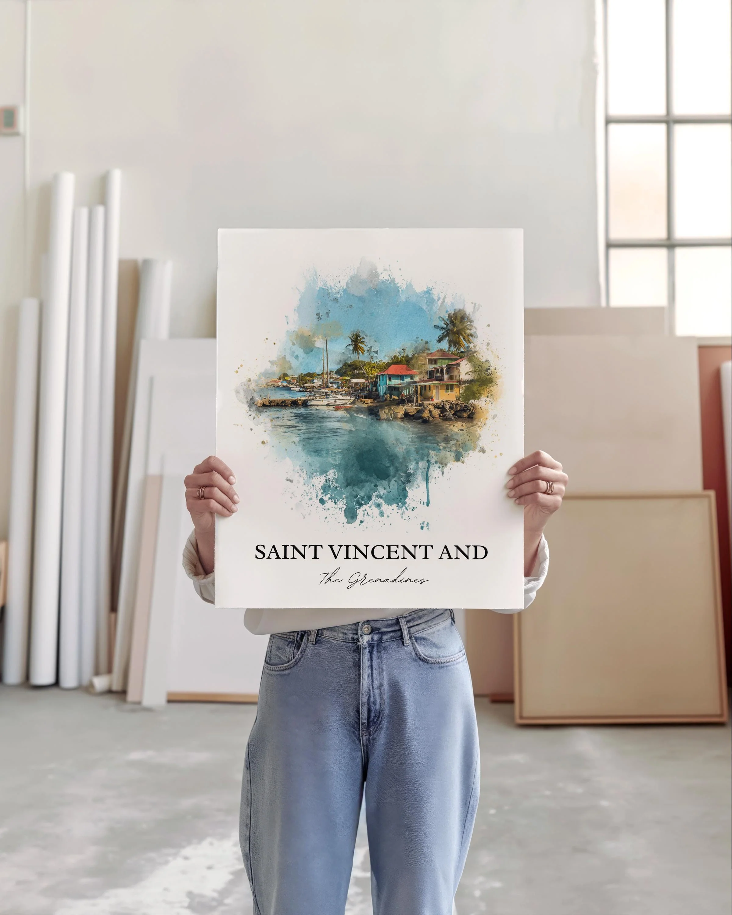 Saint Vincent, Saint Vincent and the Grenadines – Watercolor Art Print - Image 5