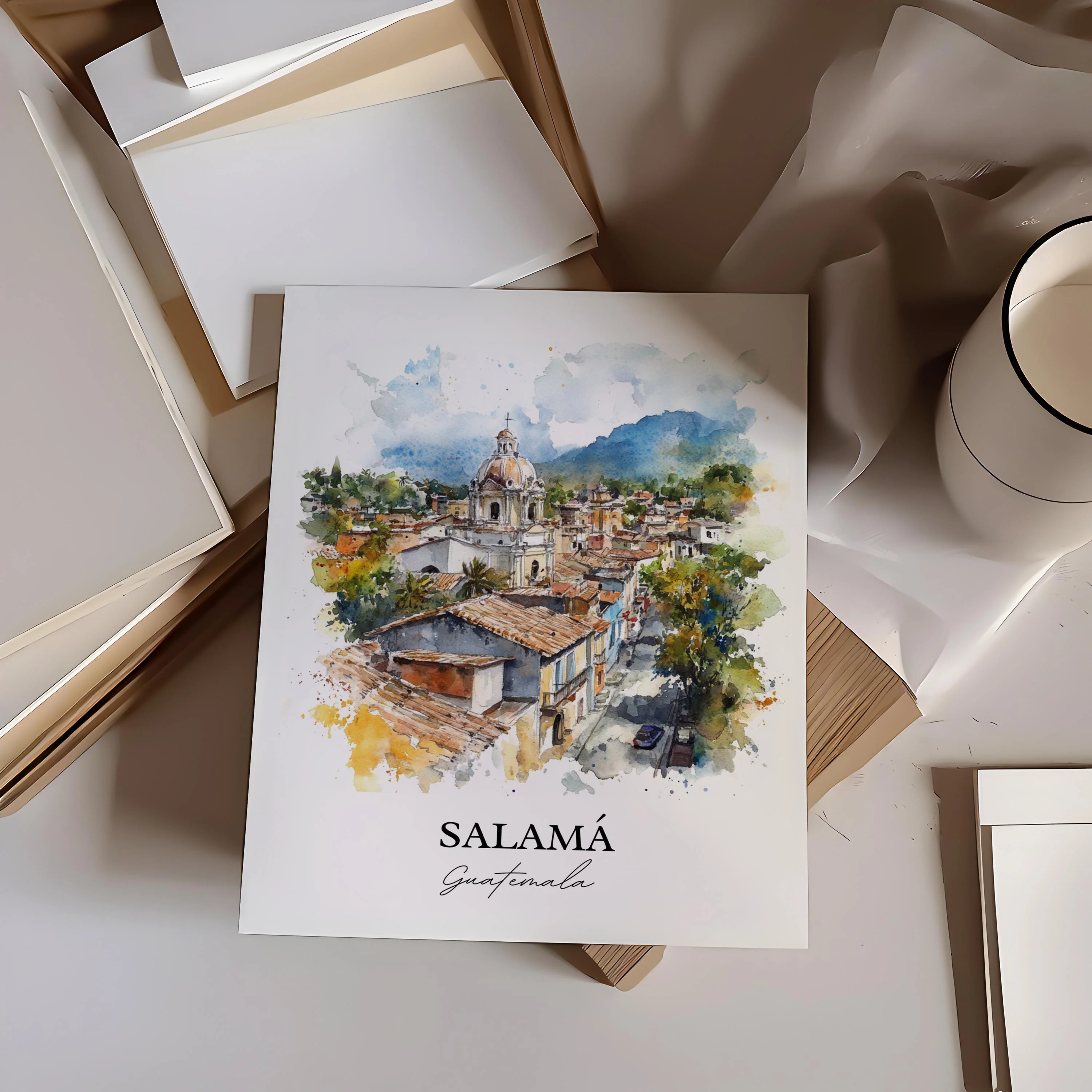 Salamá, Guatemala – Watercolor Art Print - Image 6
